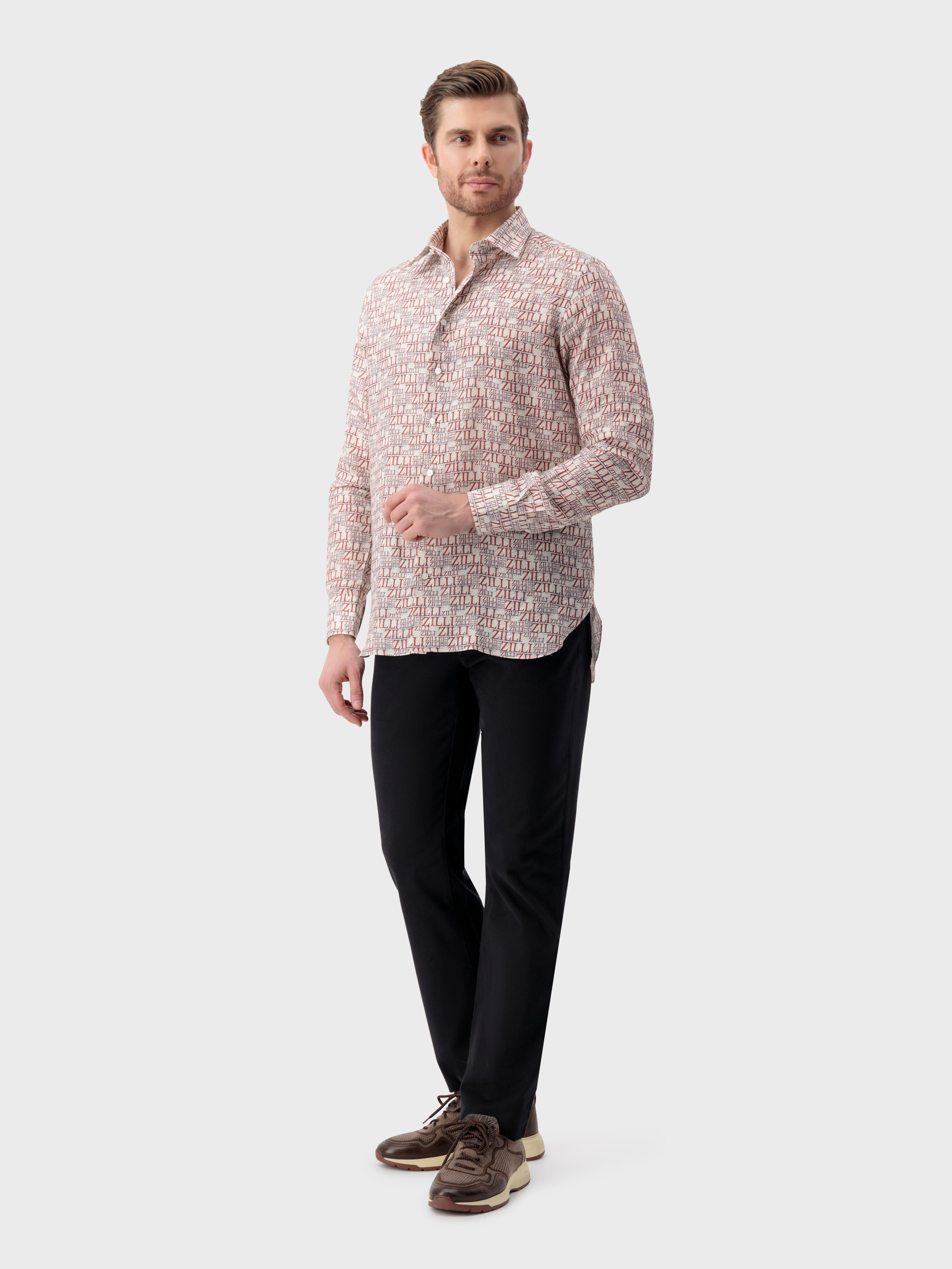 ZILLI Monogram Linen Shirt - Natural White