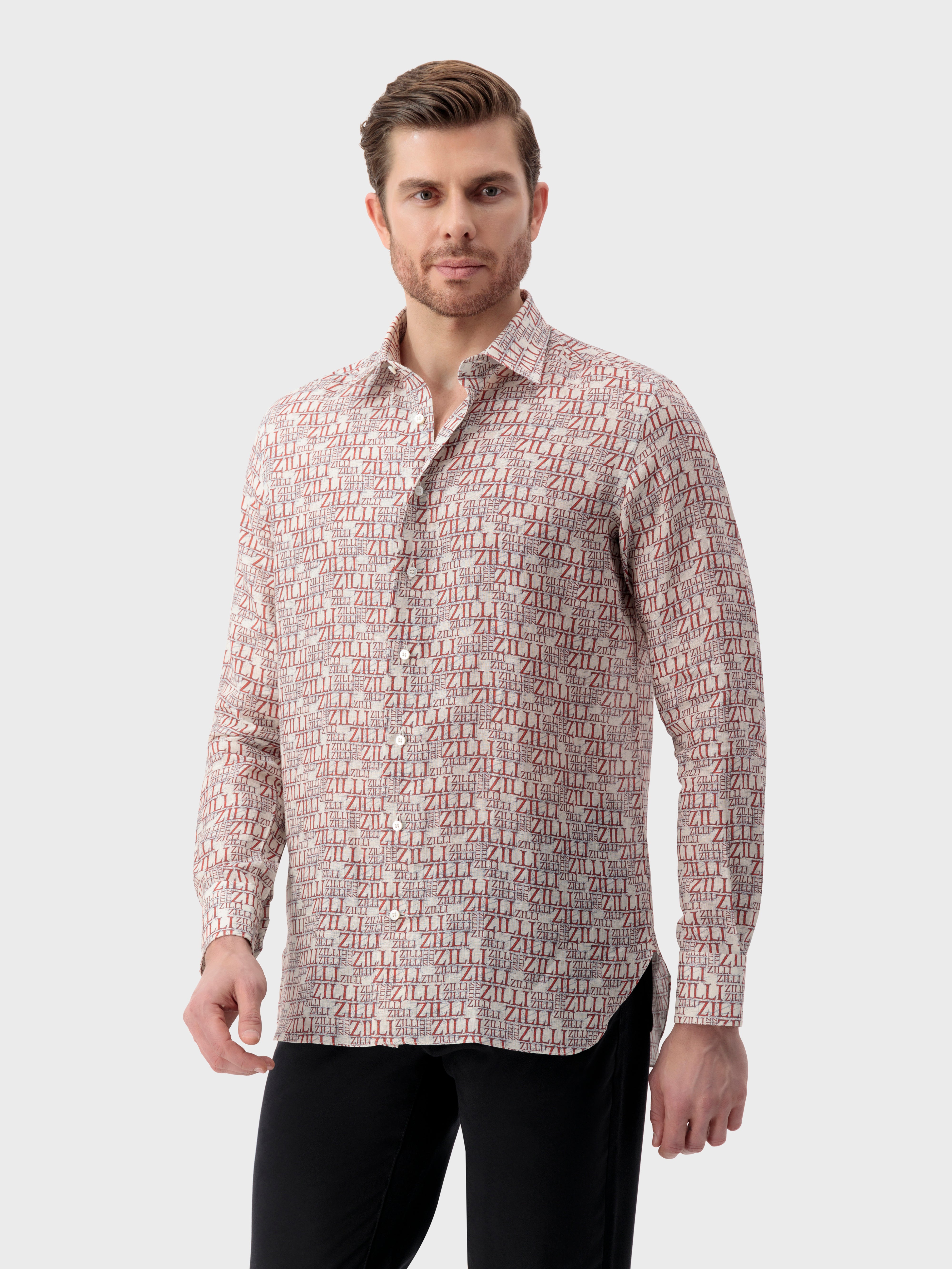 ZILLI Monogram Linen Shirt - Natural White