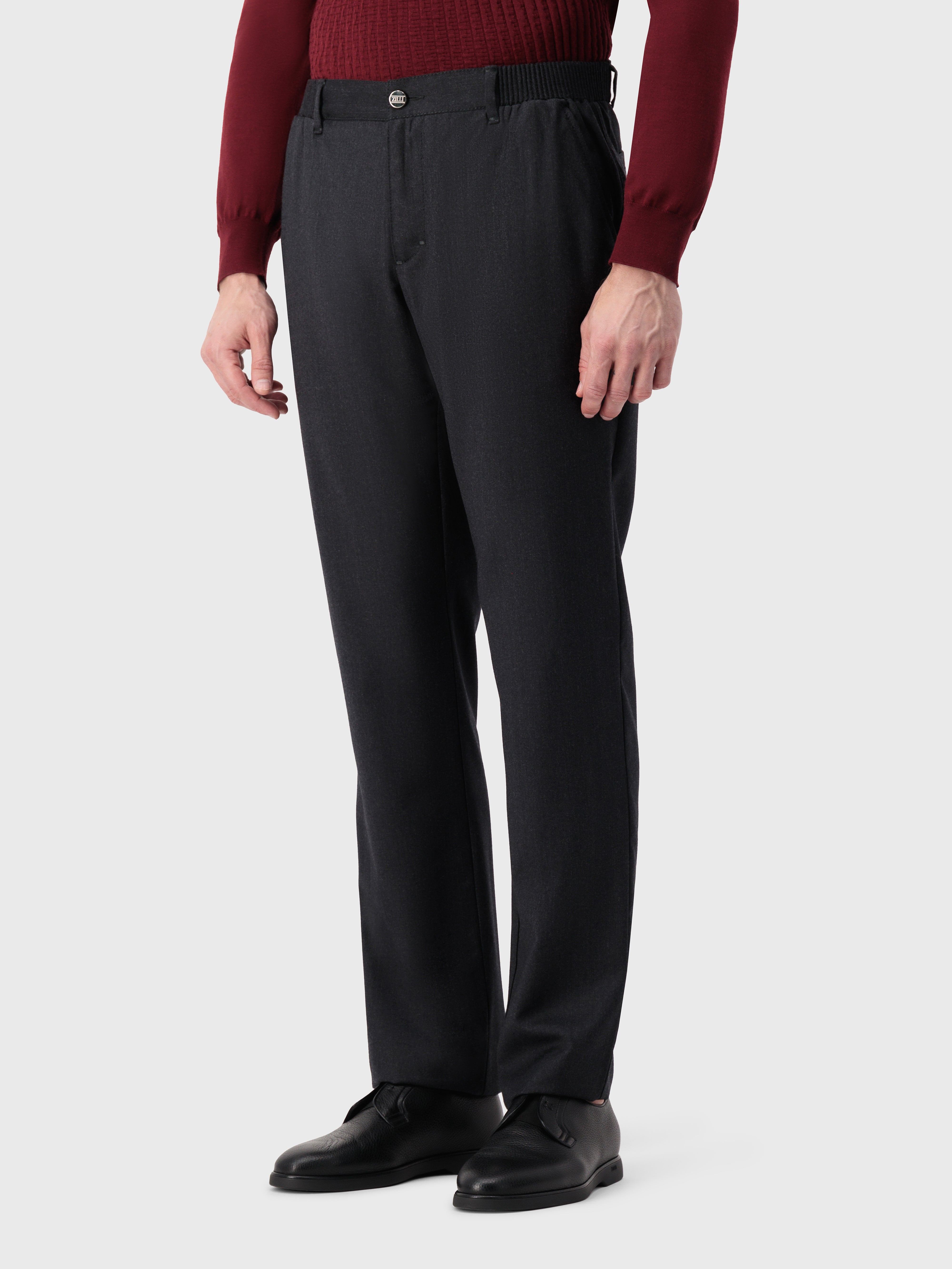 Wool Trousers Grey Anthracite