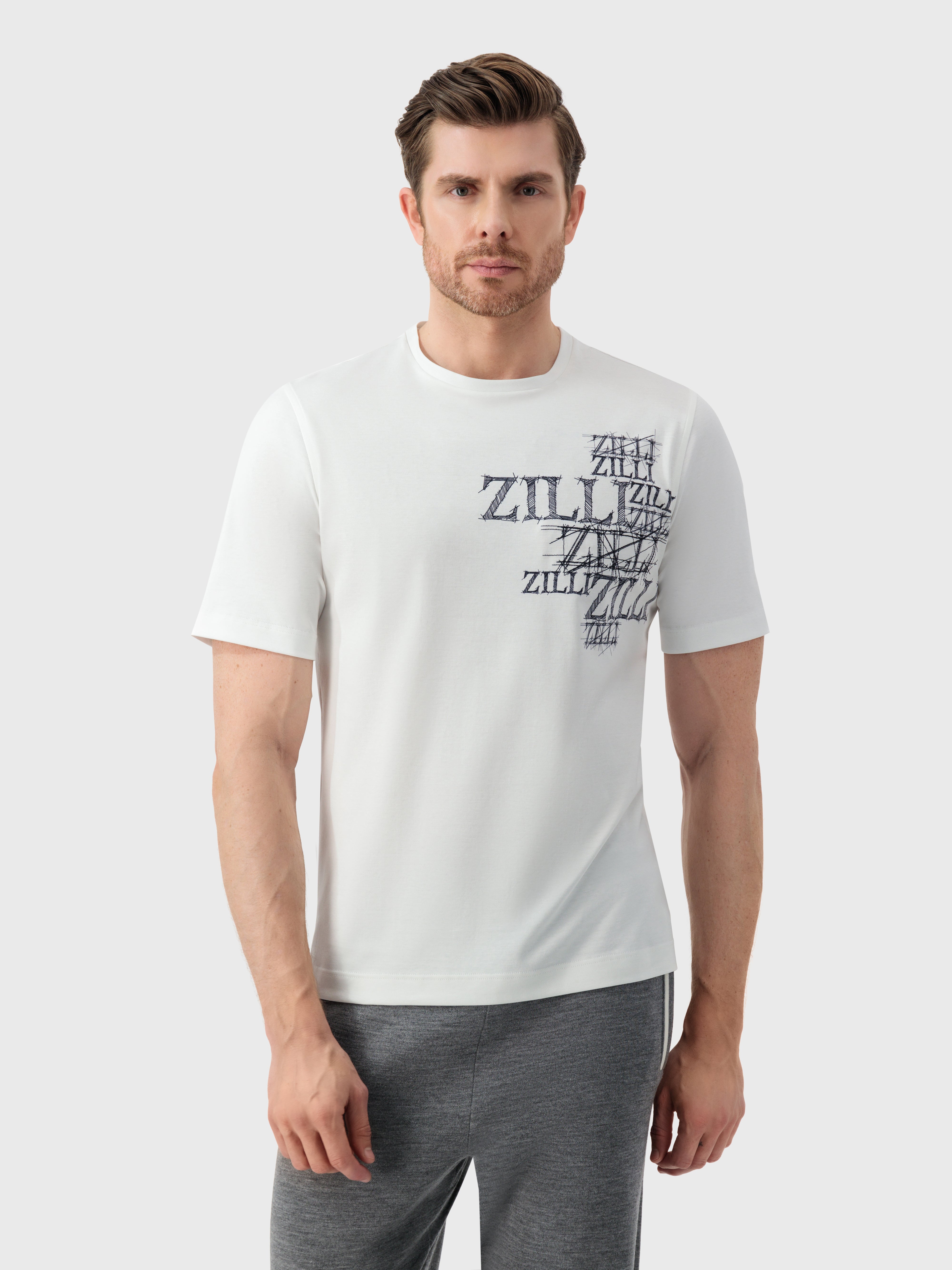 T-Shirt with Graphic ZILLI Design White