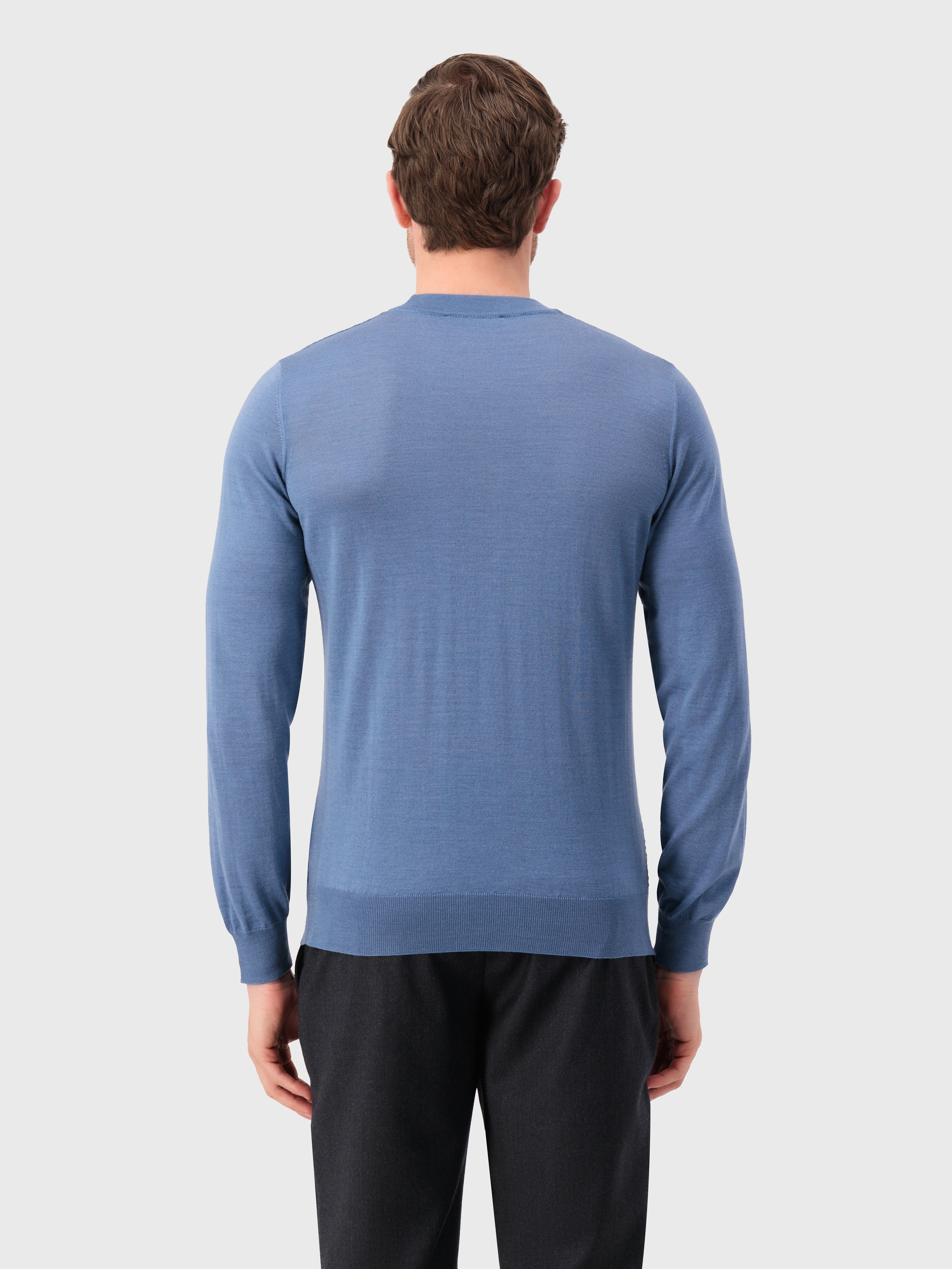 Cashmere and Silk Crew Neck Sweater Smoke Avio