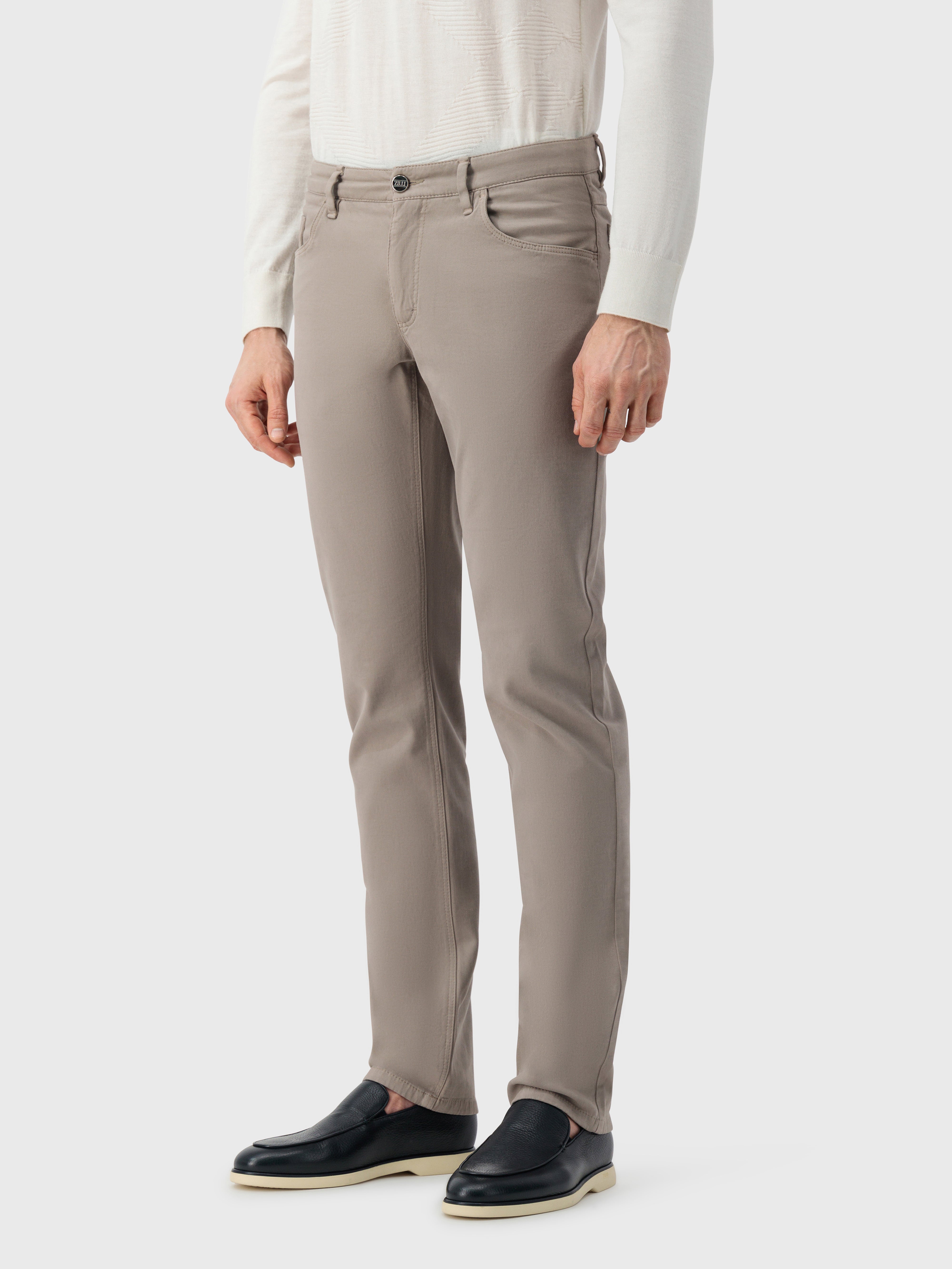 Jeans with Calfskin Patch Taupe