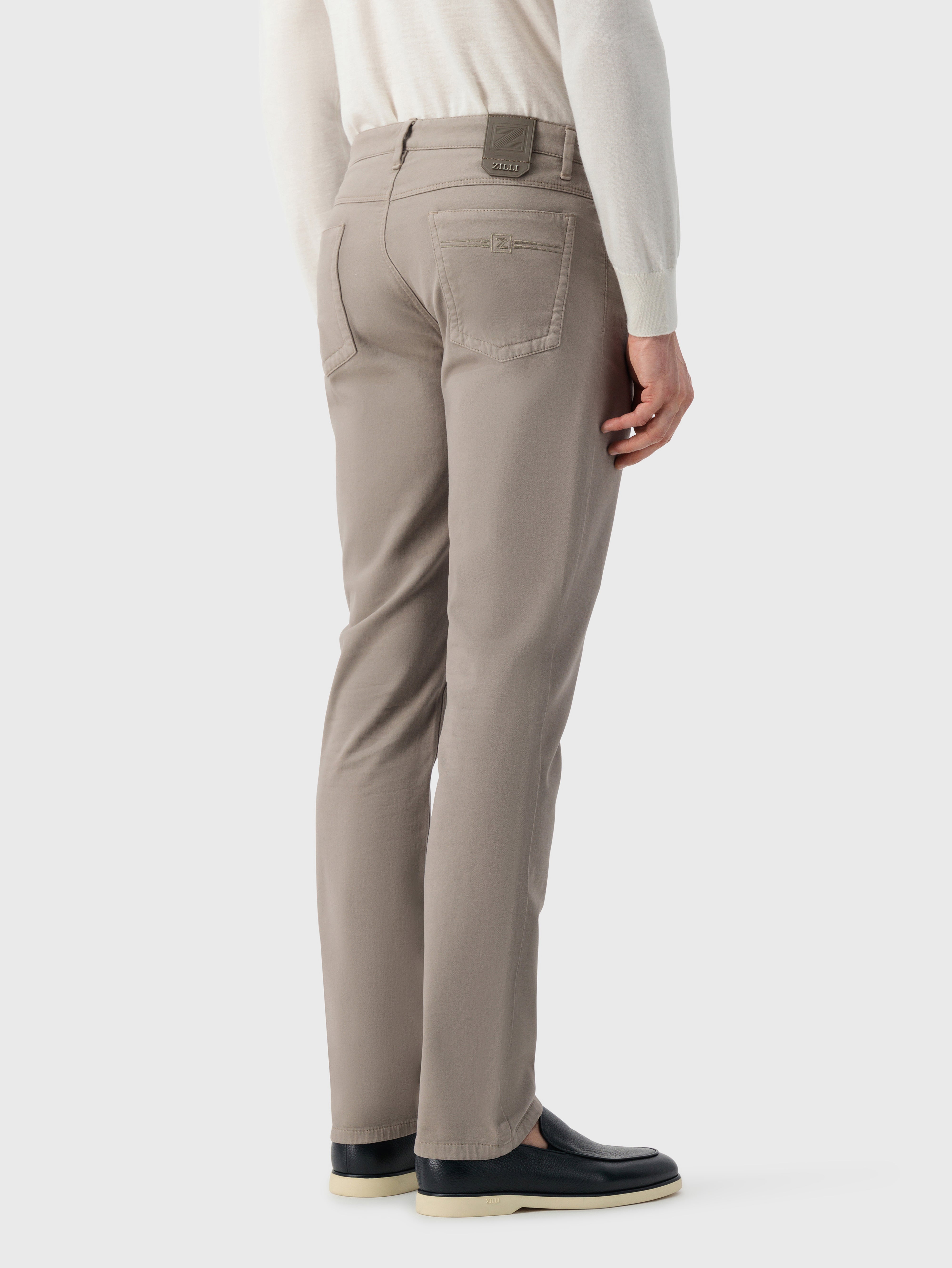 Jeans with Calfskin Patch Taupe