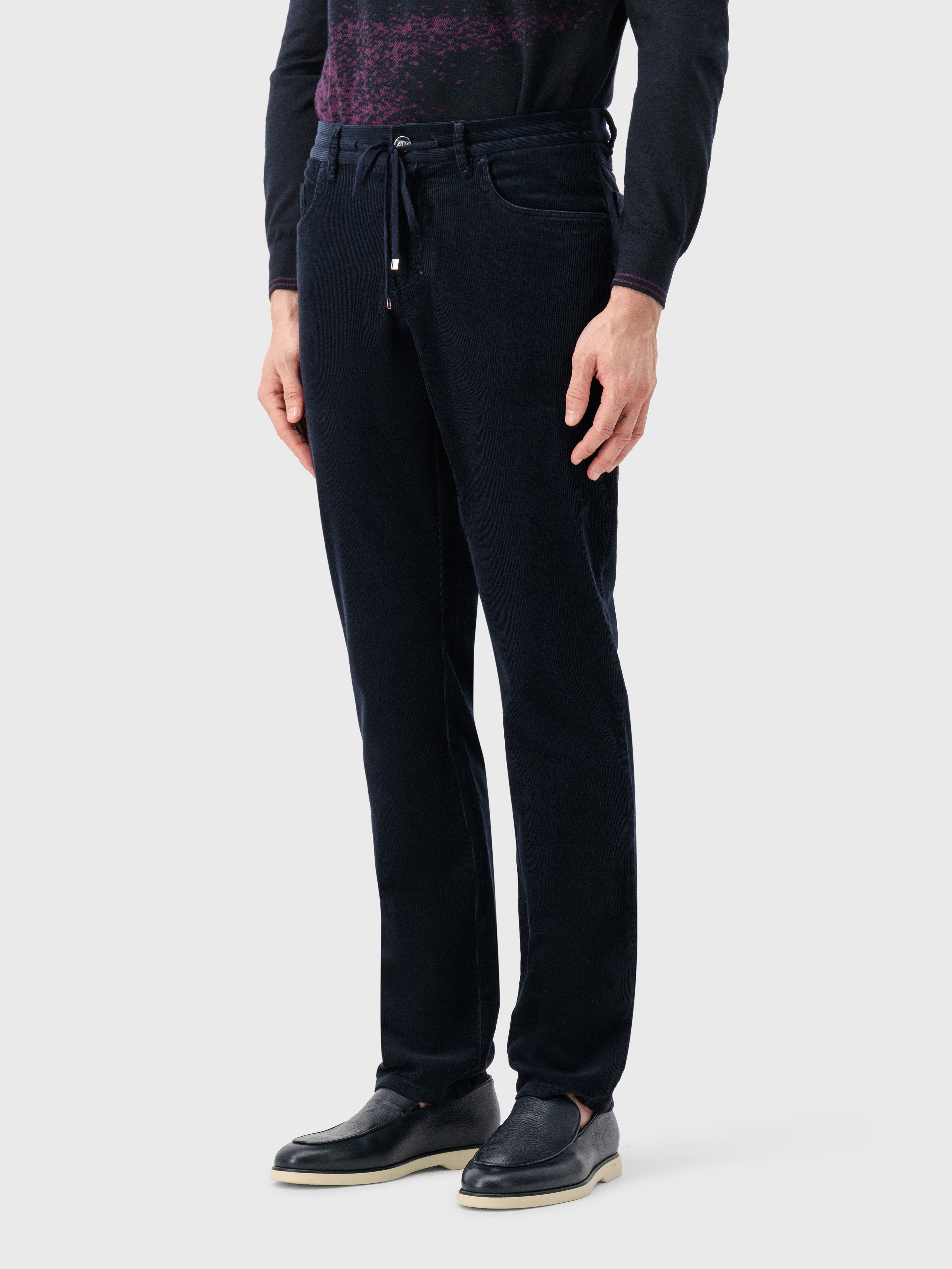 Corduroy Jeans in Cotton Blue Navy