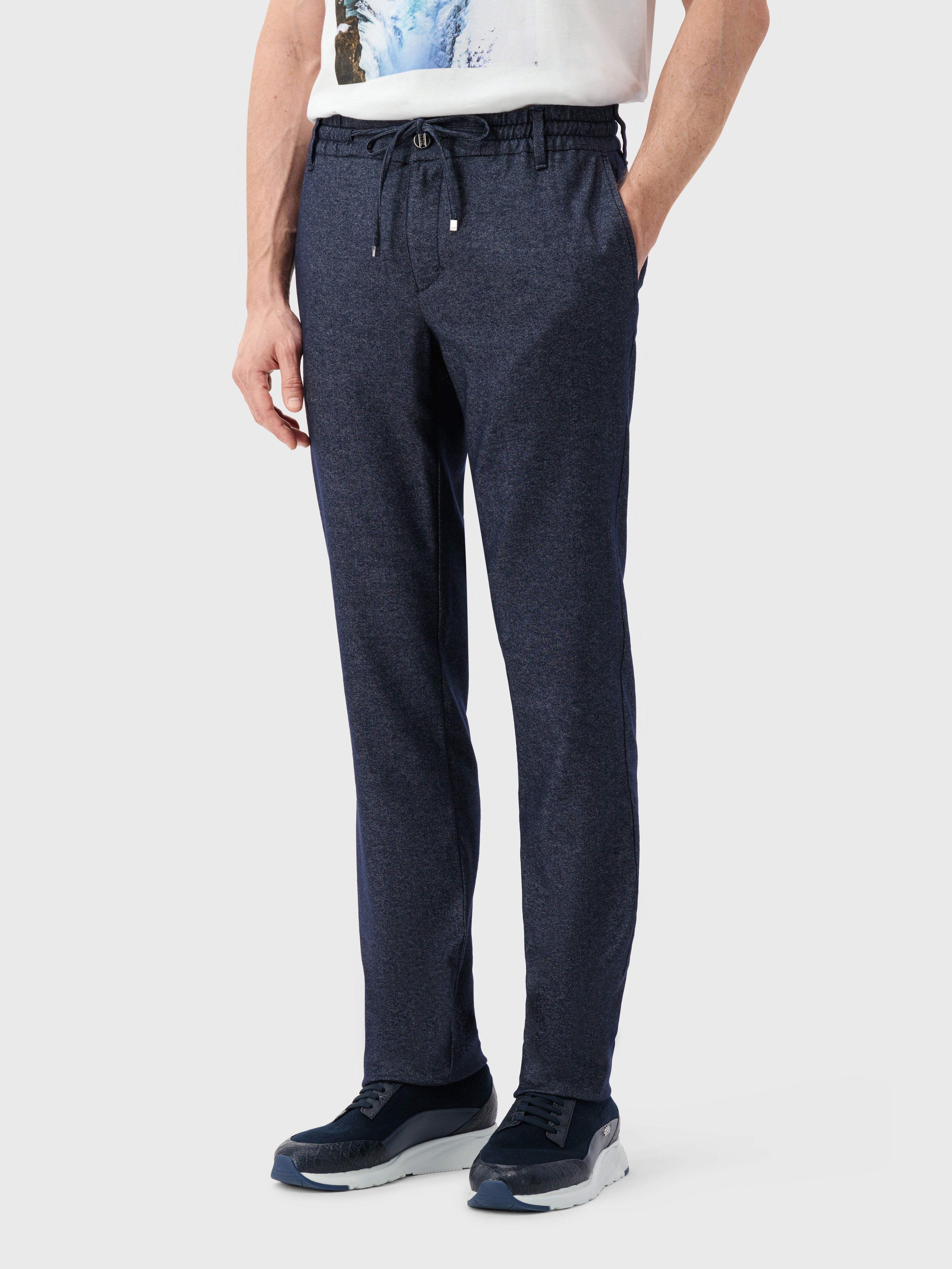 Trousers with Elasticated Waistband Blue Navy