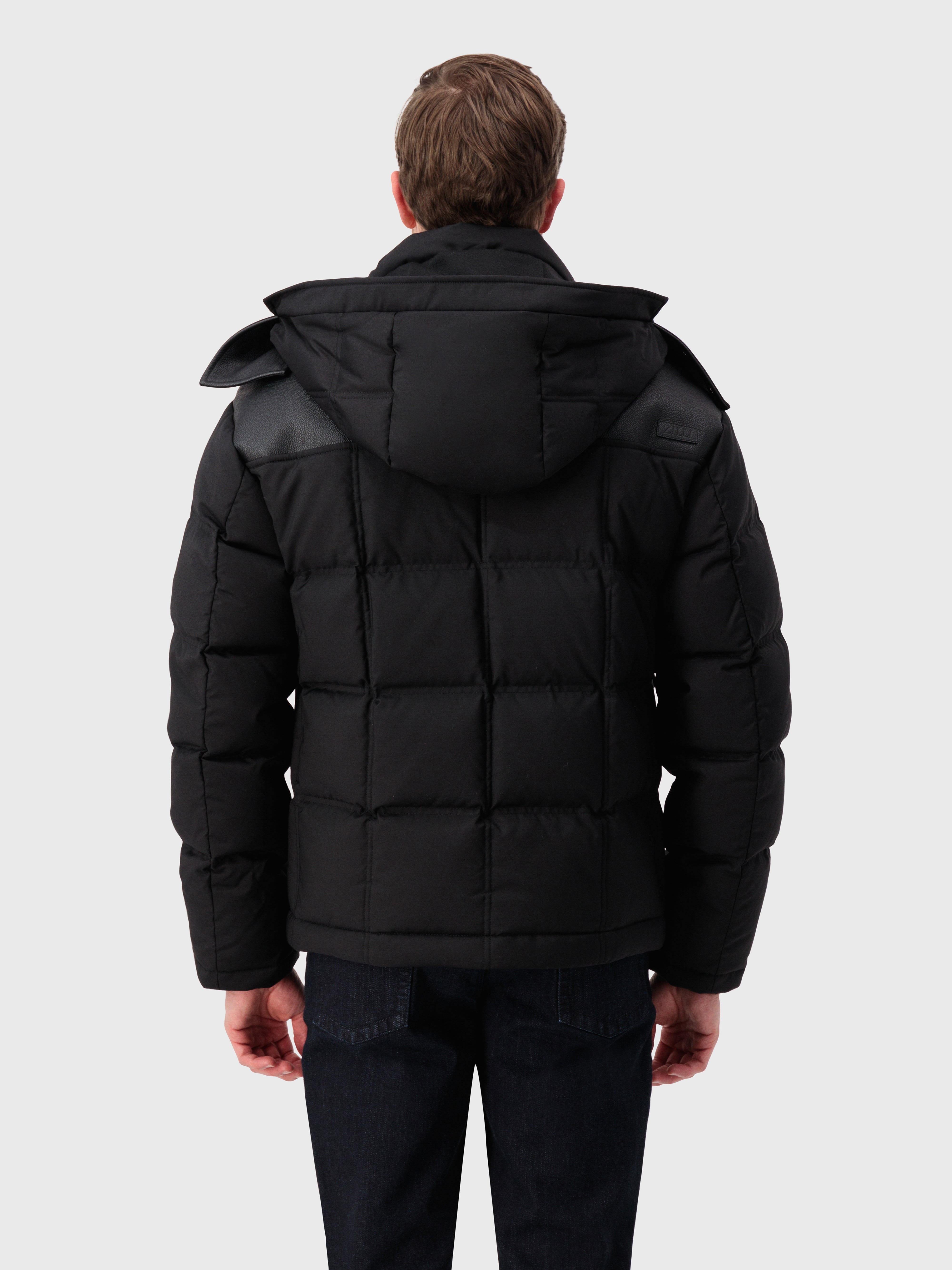 Quilted Wool Down Jacket Black