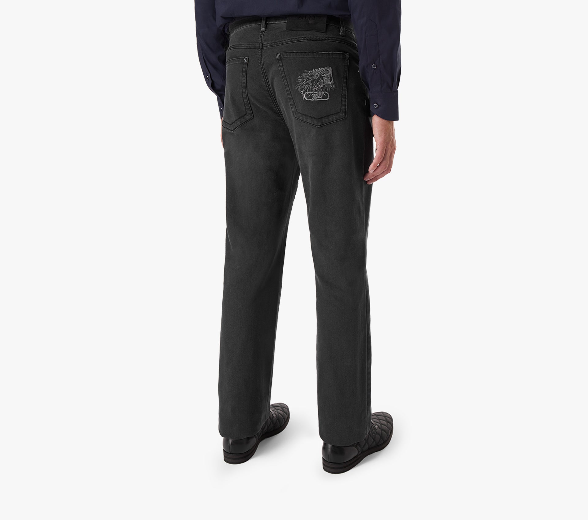 Zilli Regular Fit Jeans with Velvet Calfskin Patch