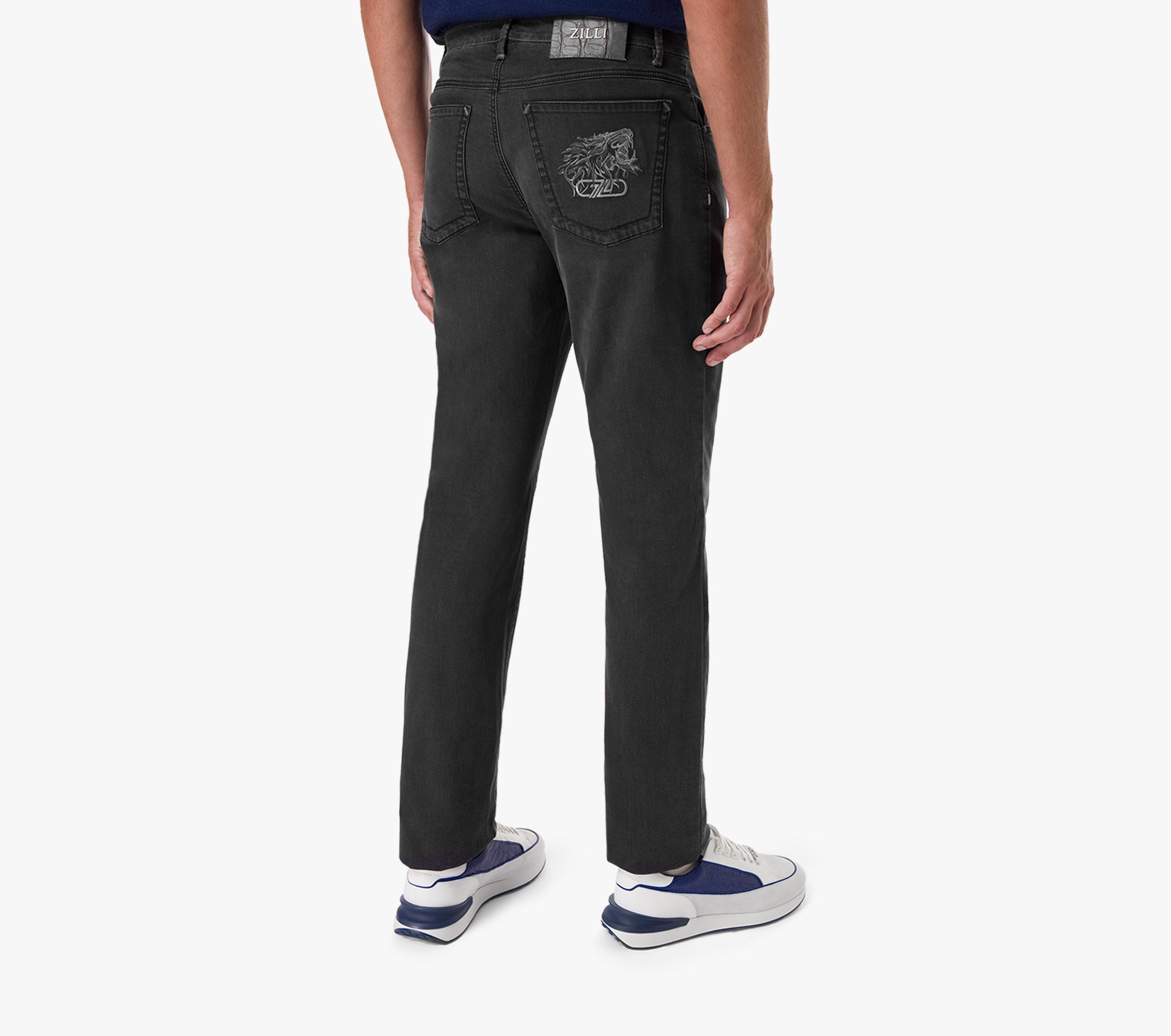 Zilli Slim Fit Jeans with Alligator Skin Patch