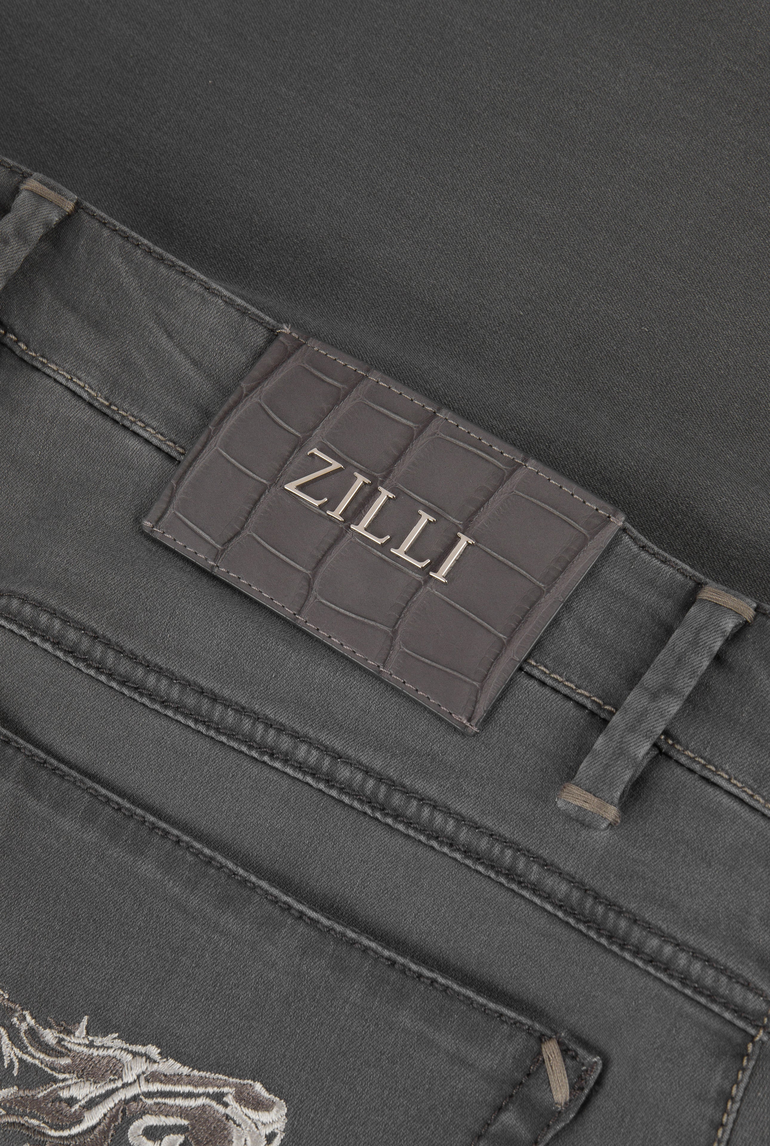Zilli Regular Fit Jeans with Alligator Skin Patch