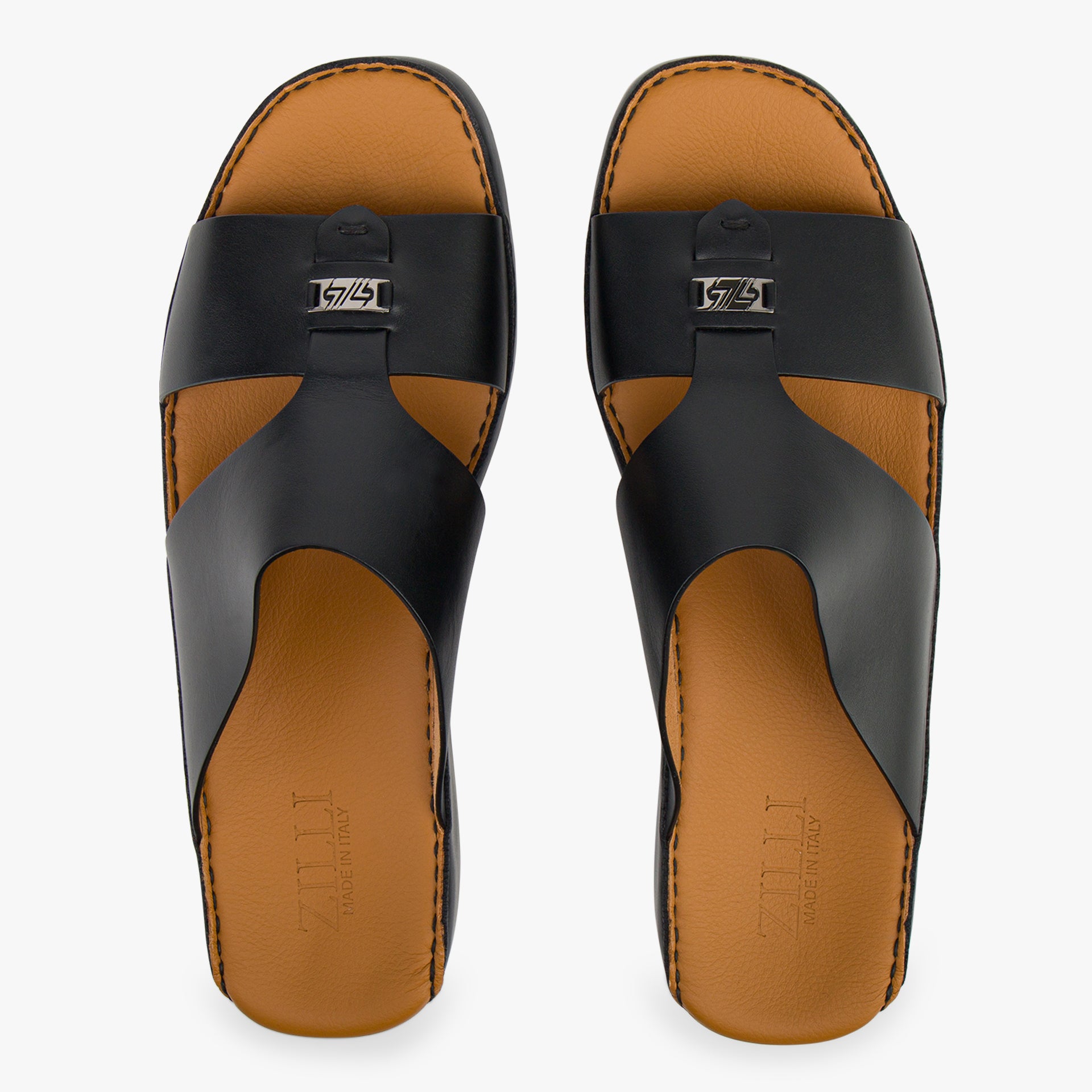 Zilli Arabic Style Calfskin Sandals with Retro Plaque