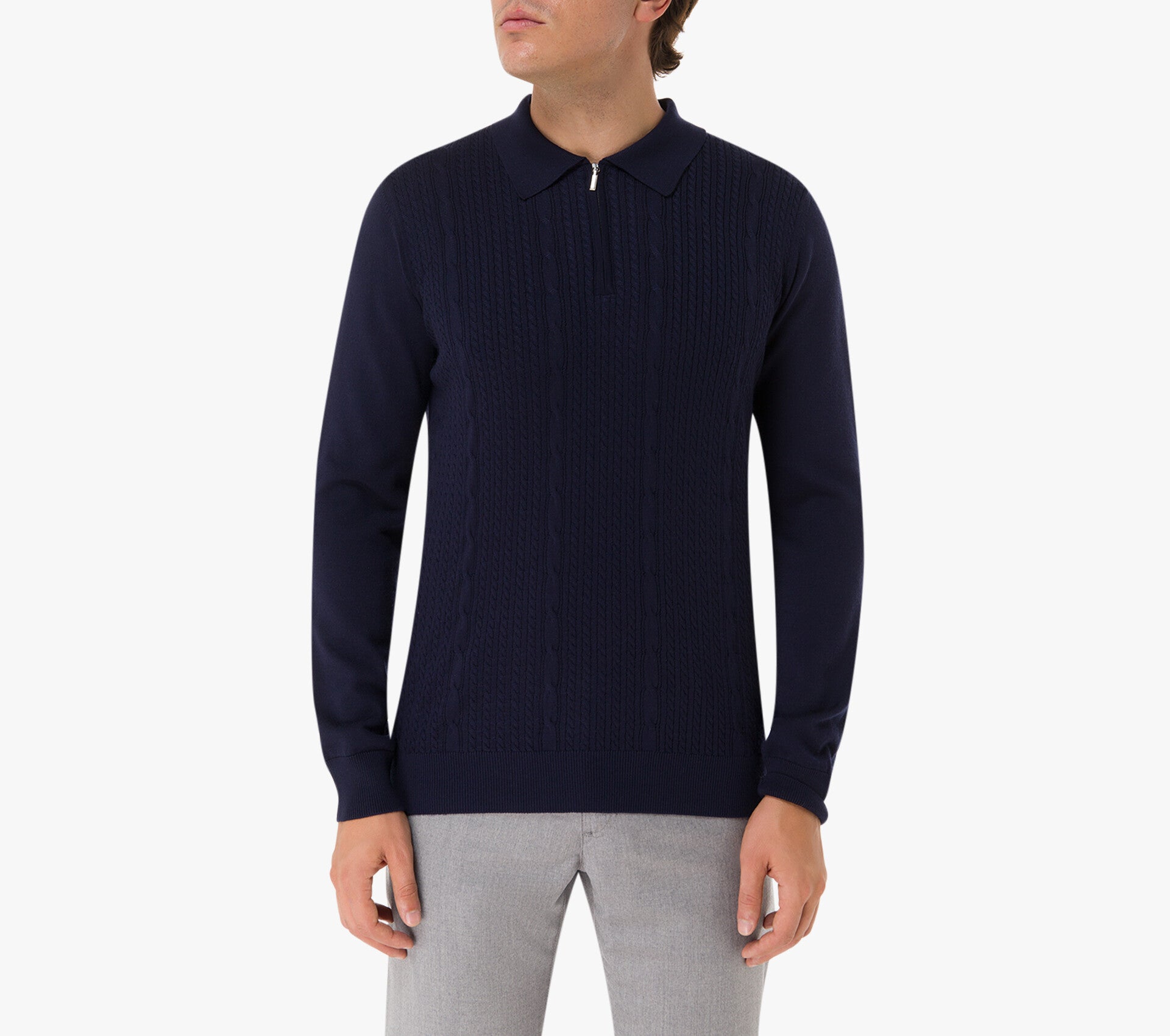 Zilli Wool, Silk & Cashmere Zipped Polo