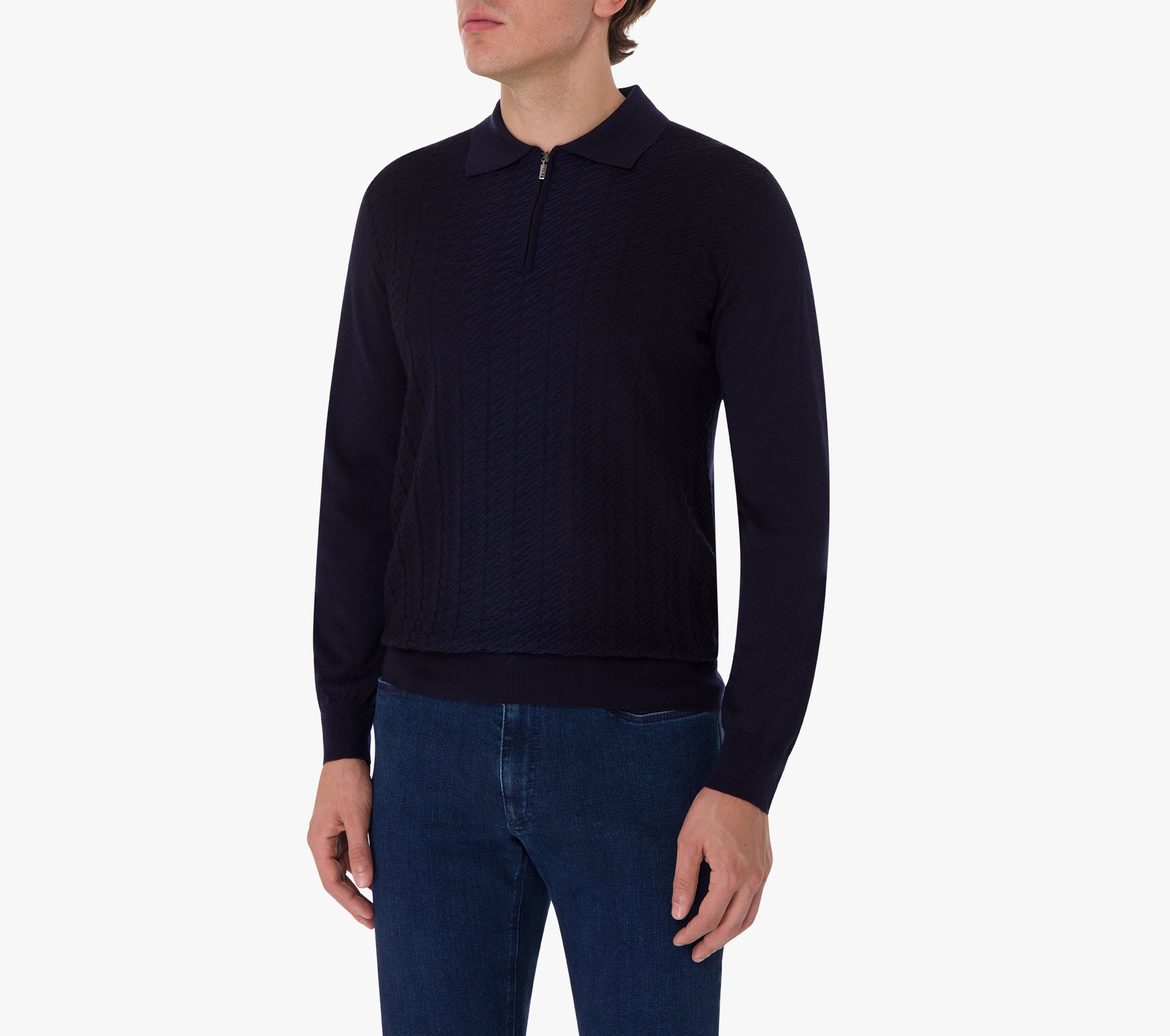 Long Sleeve Zipped Polo