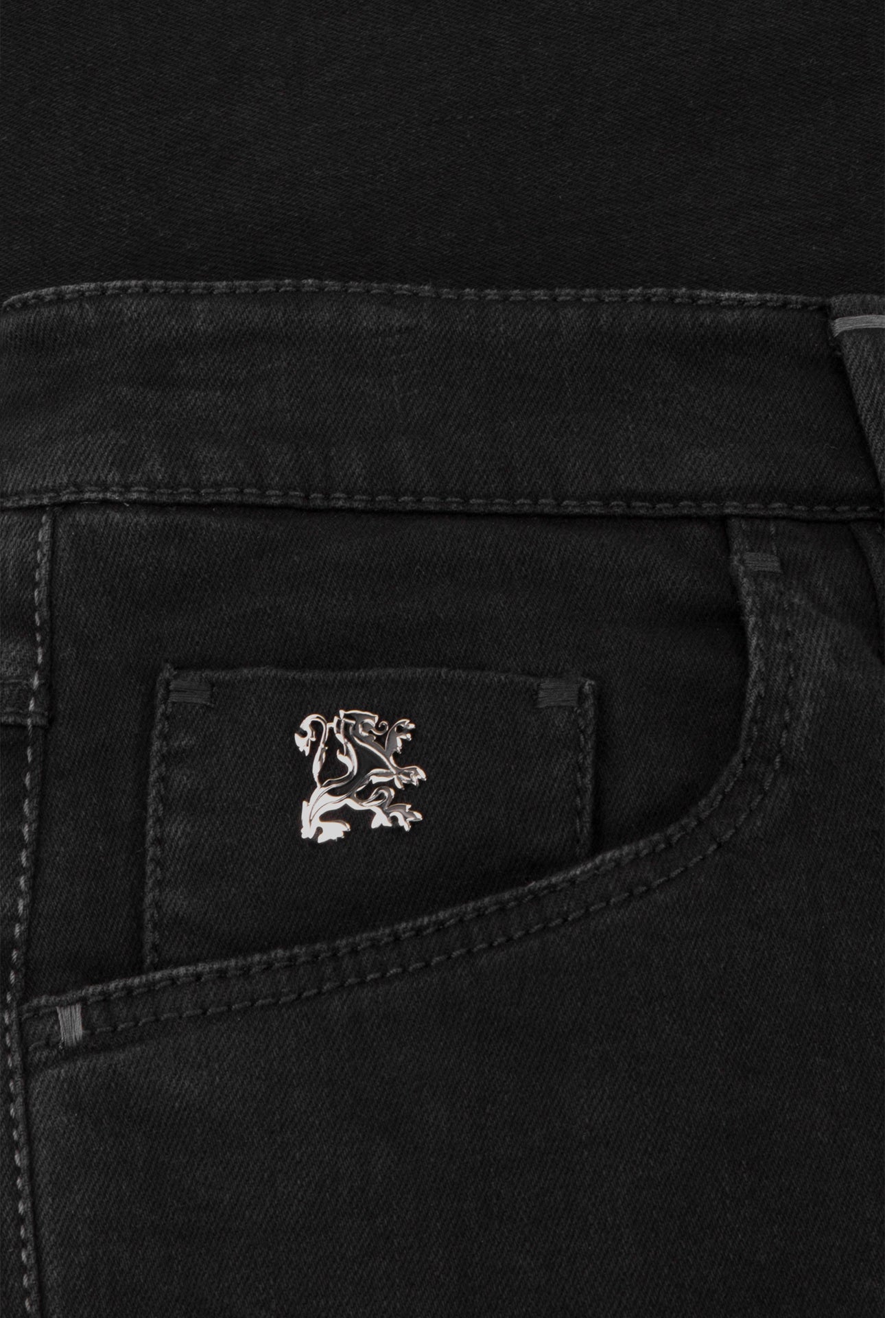 Jeans with Lion Circle Embroidery