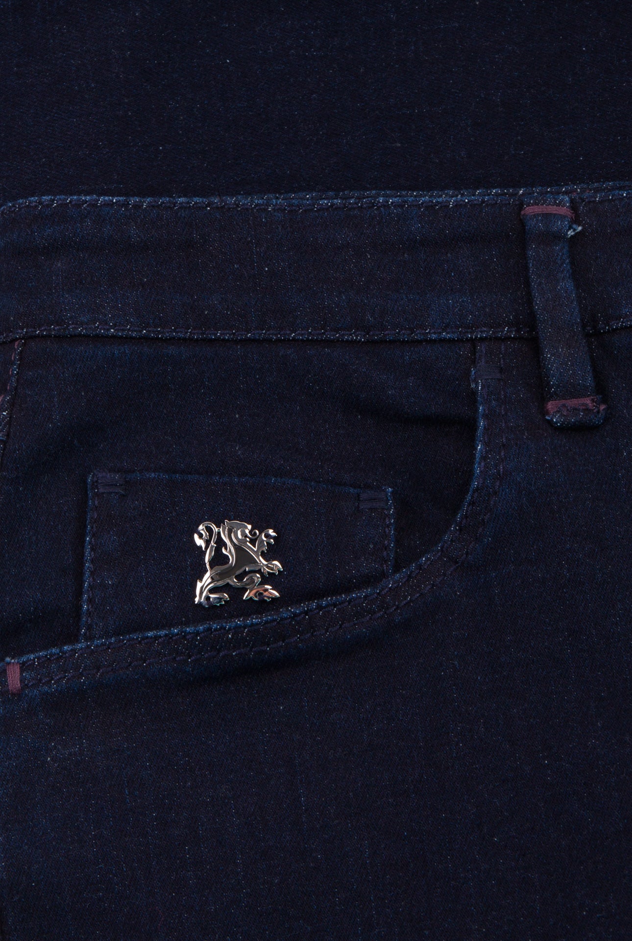 Jeans with Lion Circle Embroidery