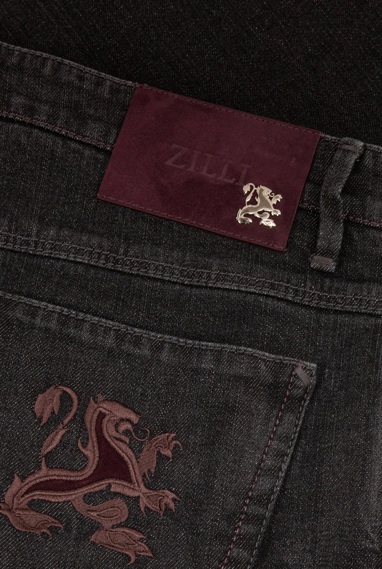 Slim Fit Cotton Jeans with Calf Suede Patch