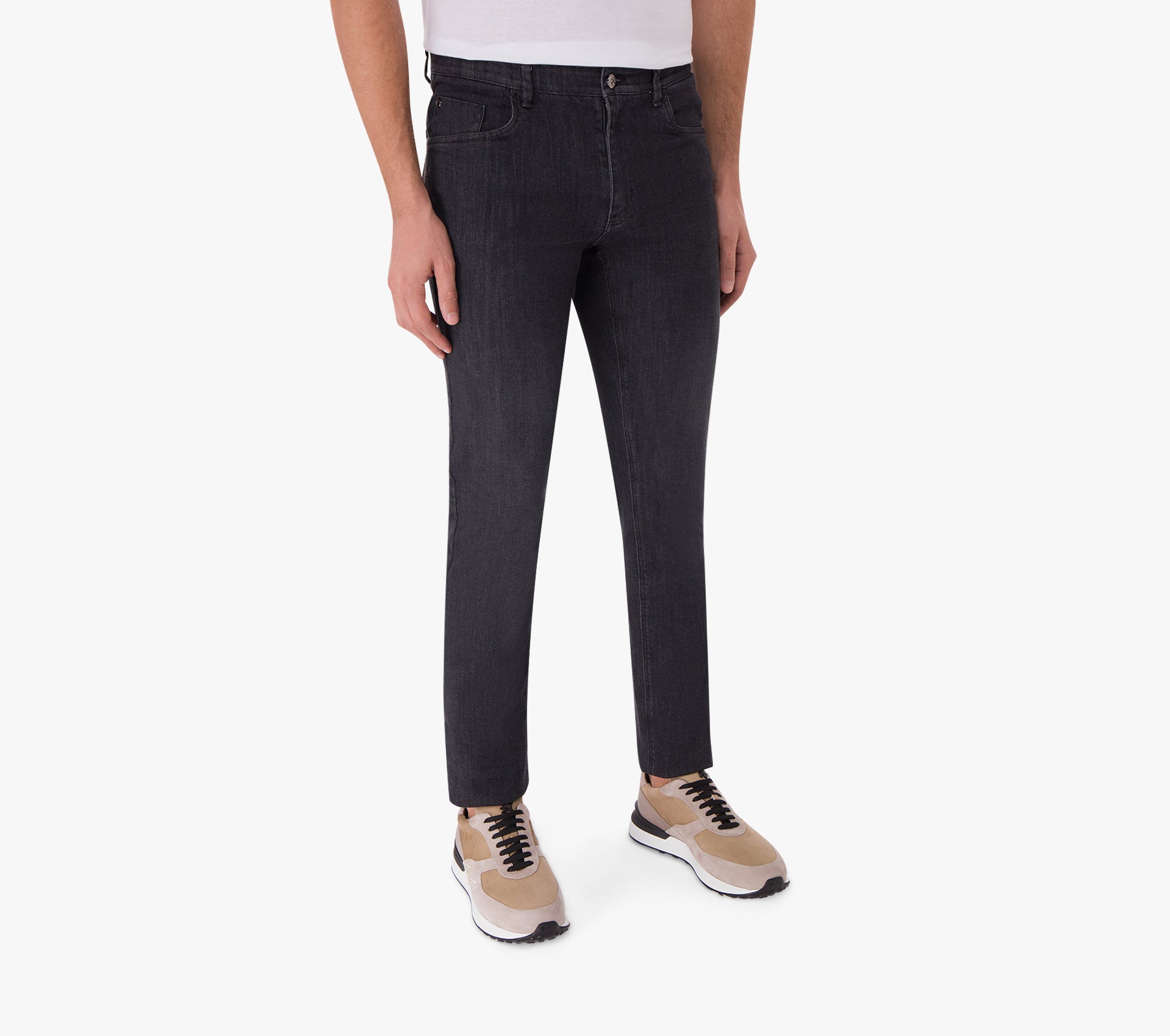 Slim Fit Jeans with Suede Calfskin Patch