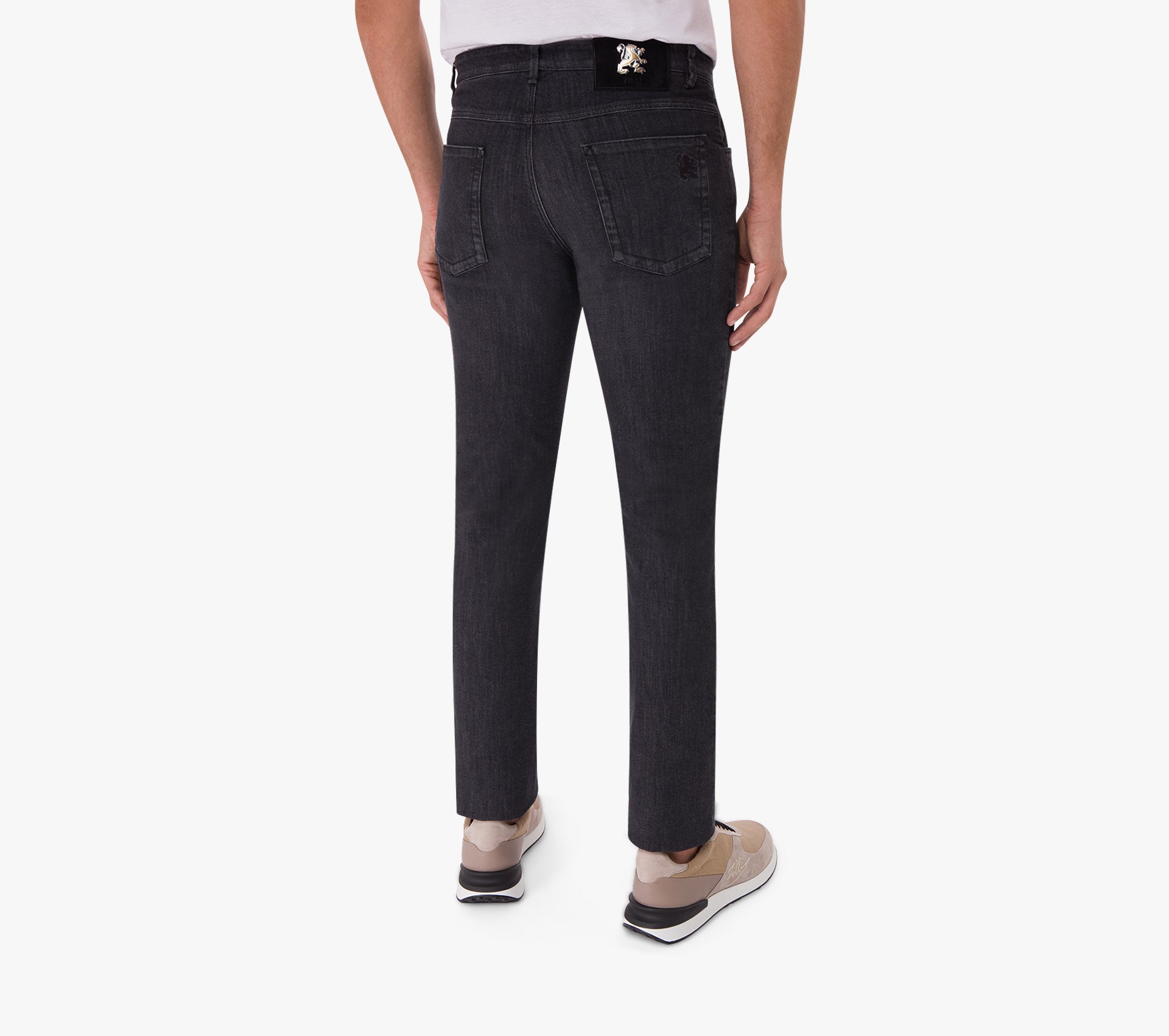 Slim Fit Jeans with Suede Calfskin Patch