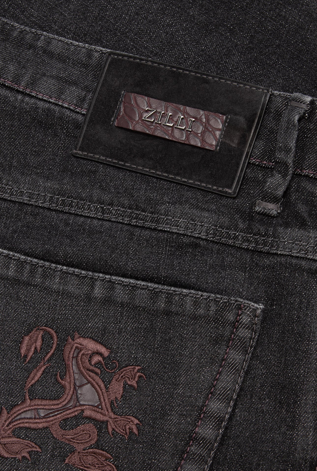 Regular Fit Jeans with Crocodile Inlay