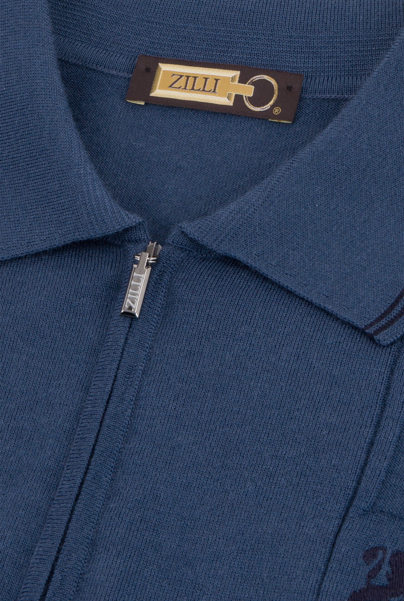 Long Sleeve Zipped Polo with Micro Griffon Embroidery