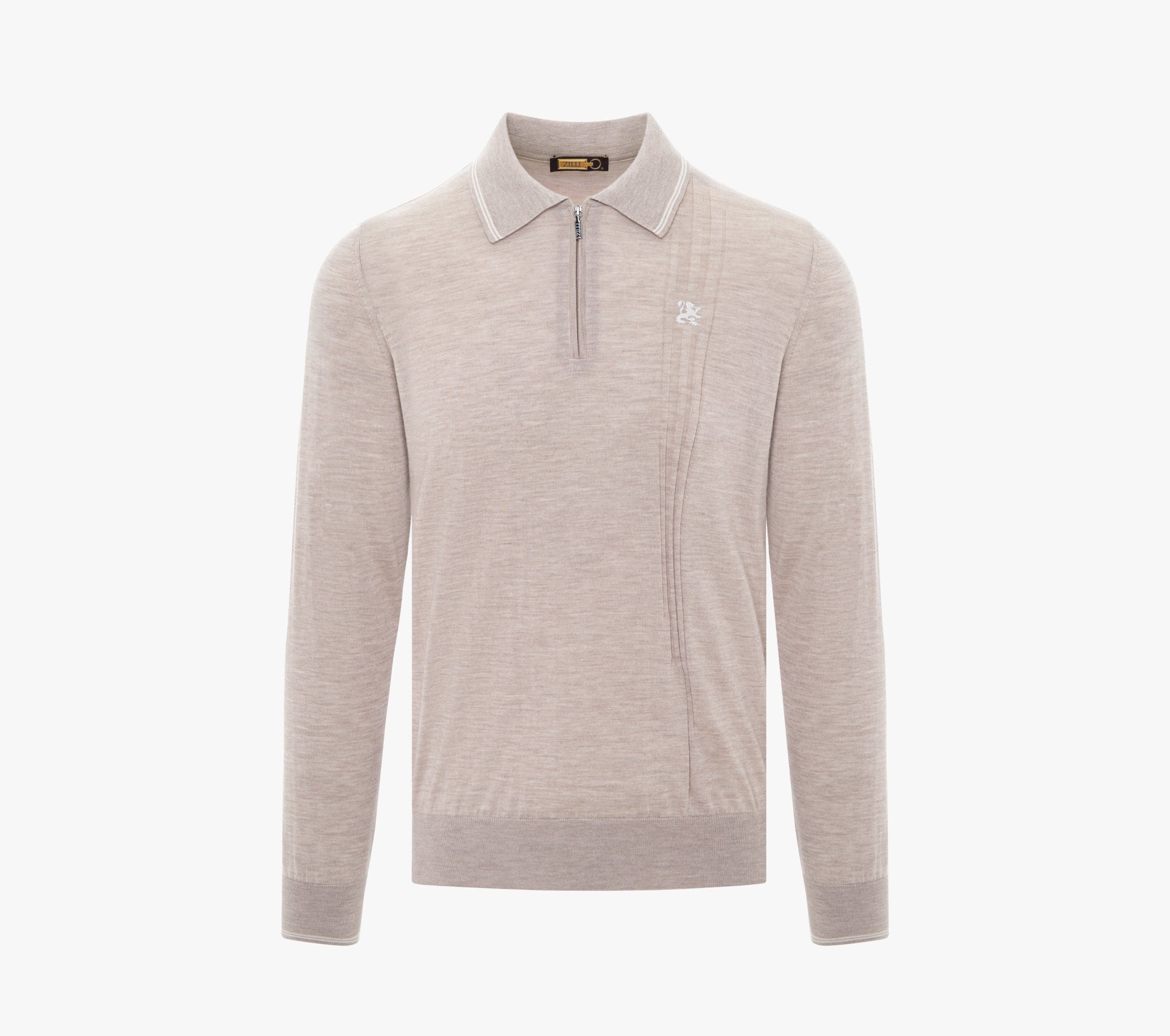 Long Sleeve Zipped Polo with Micro Griffon Embroidery