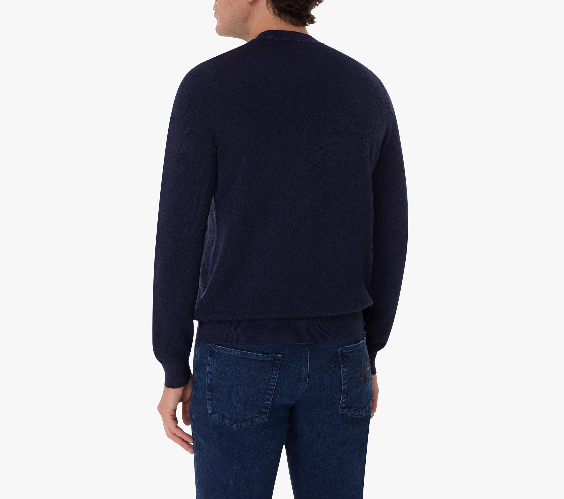 Round Neck Sweater with Jacquard Weave