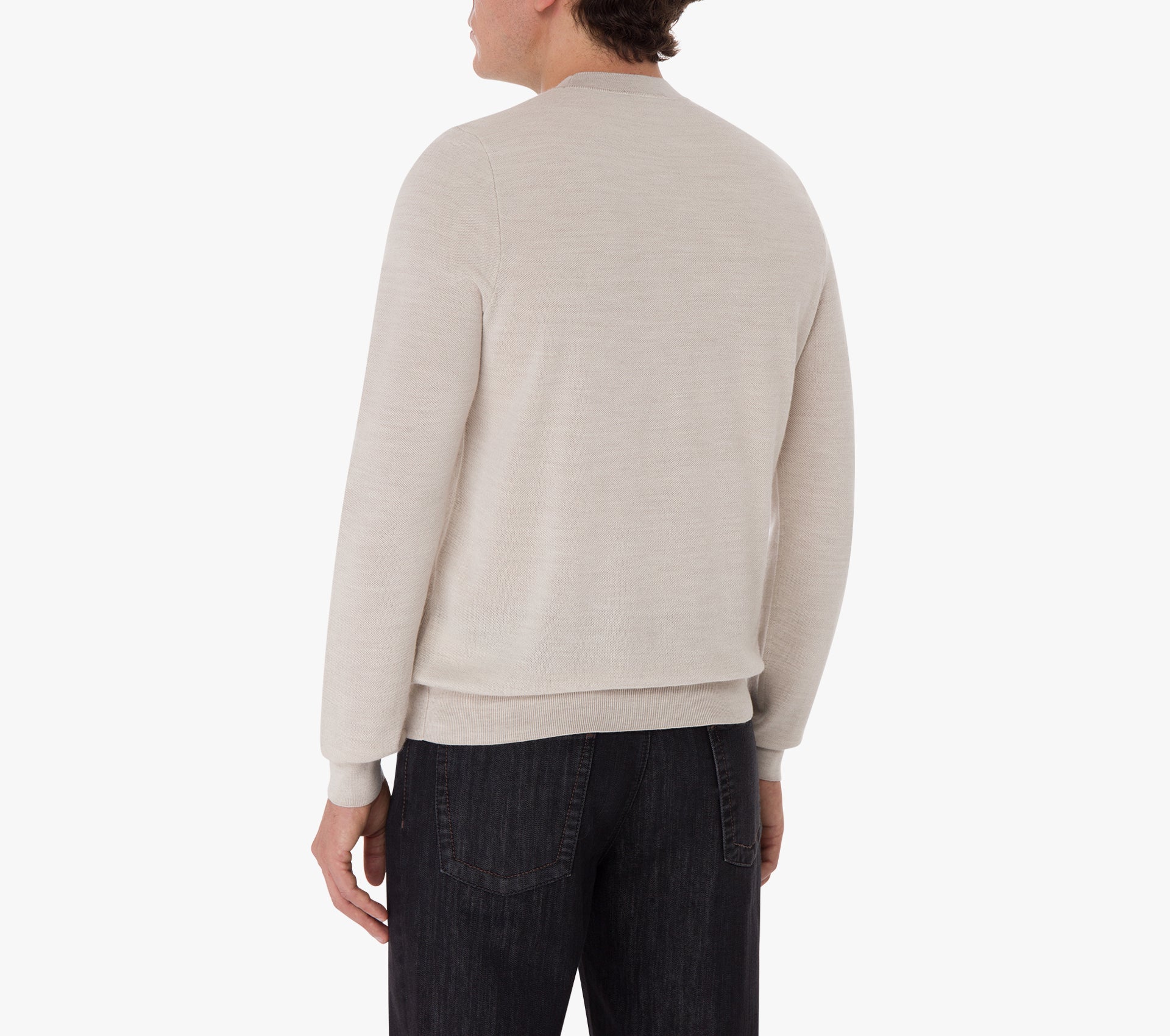 Round Neck Sweater with Jacquard Weave