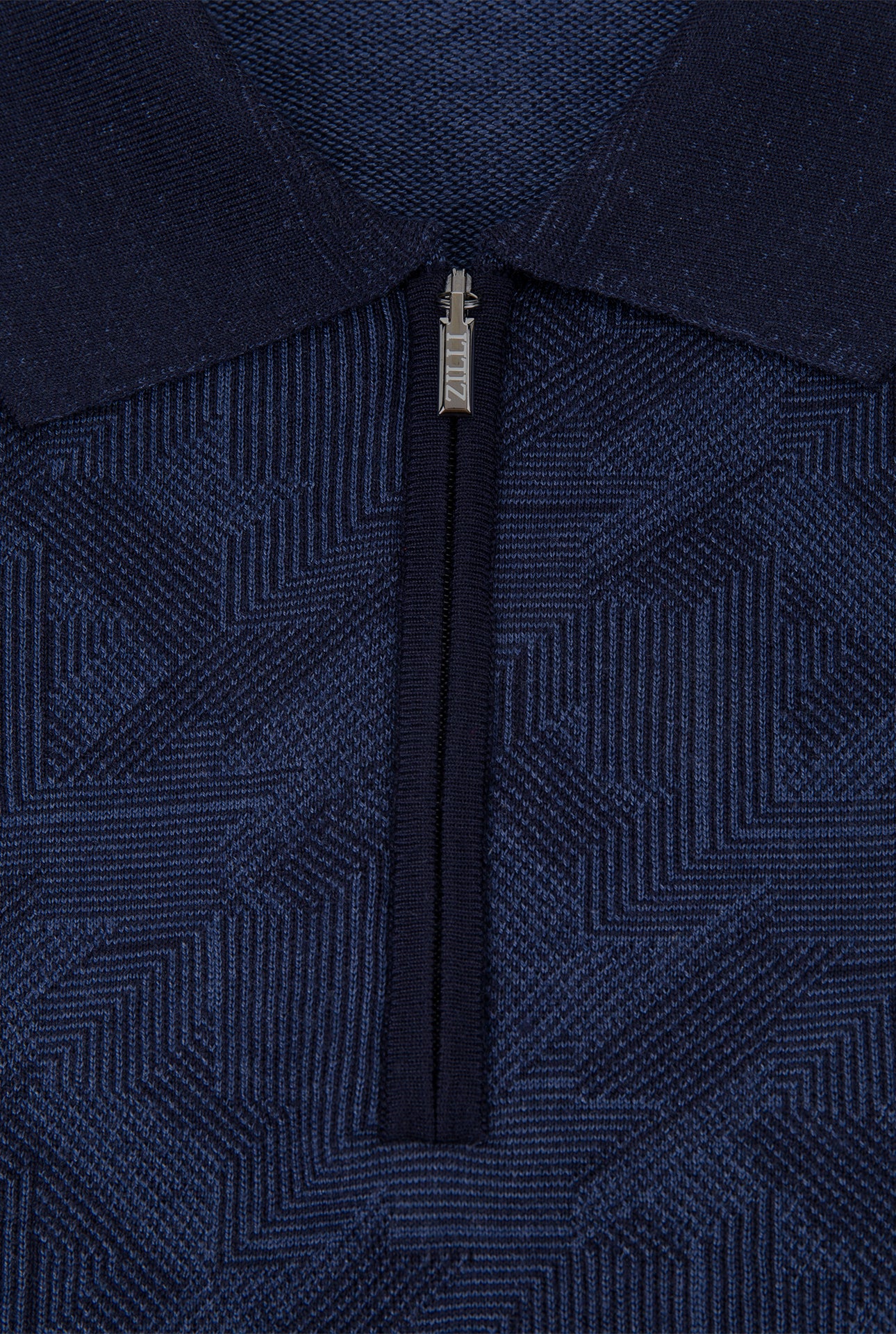 Zipped Polo with Jacquard Weave