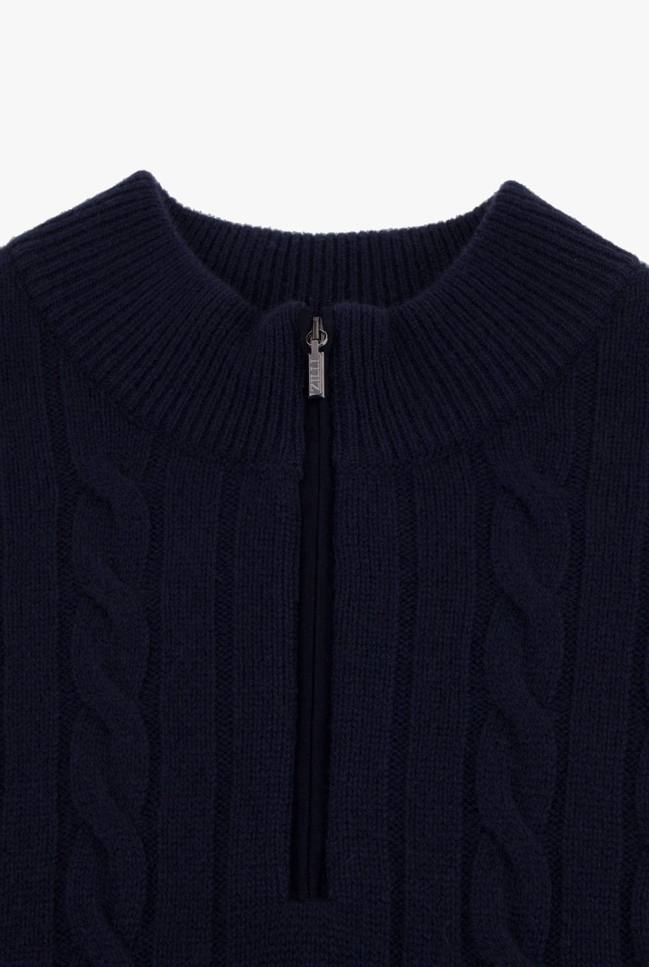 Zipped Mock Neck Sweater with Jacquard Pattern