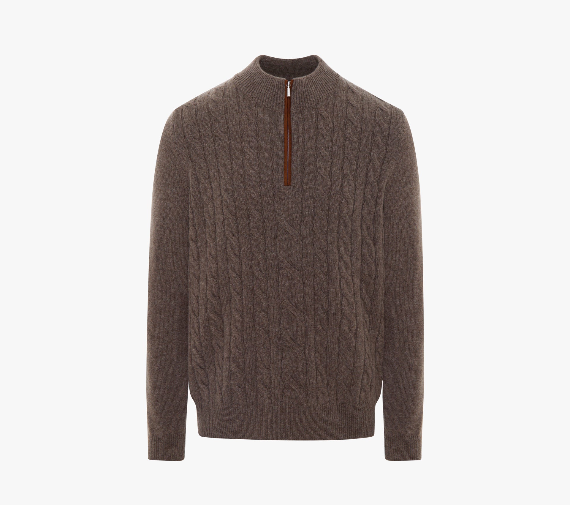 Zipped Mock Neck Sweater with Jacquard Pattern