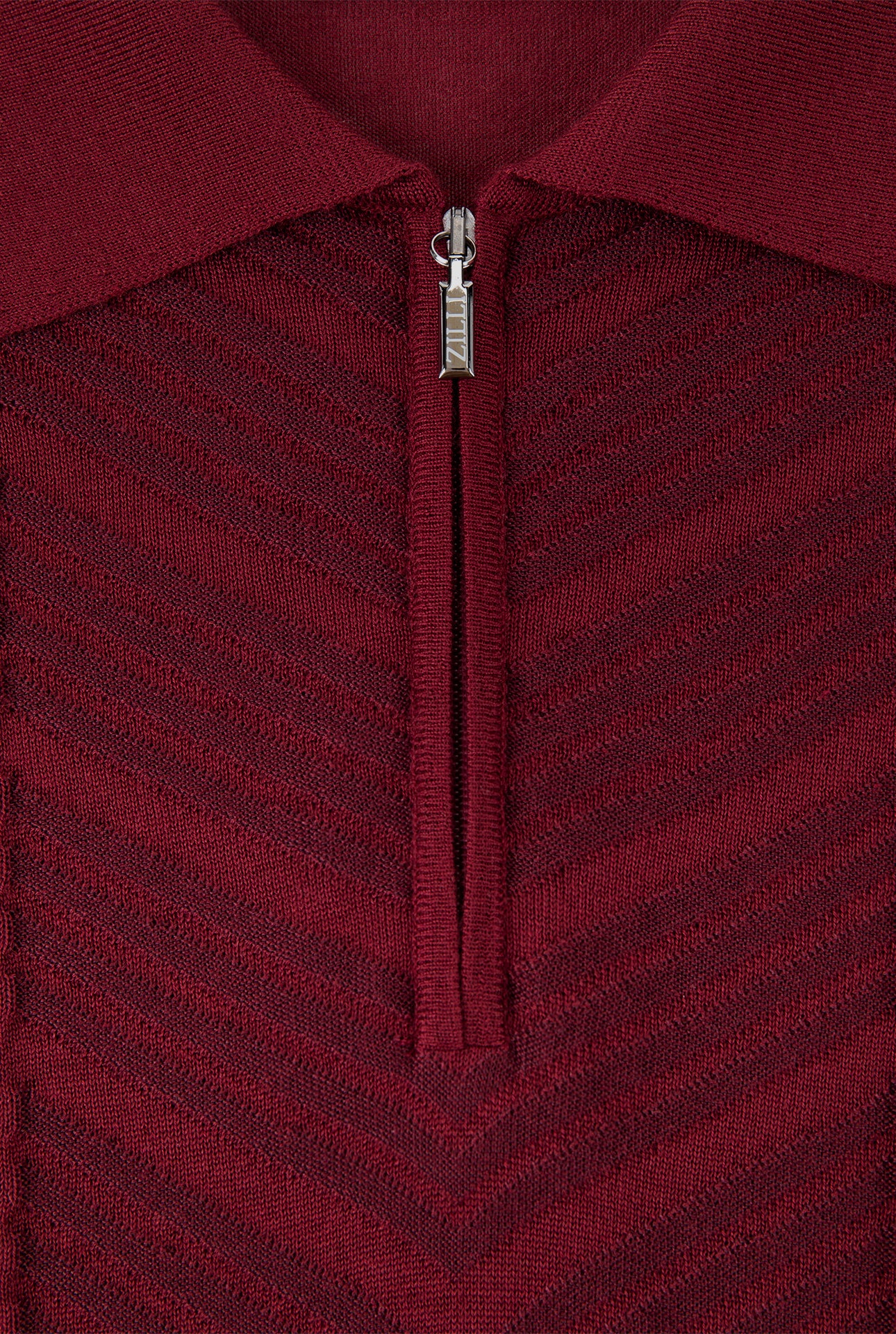 Zipped Polo with Linear Pattern