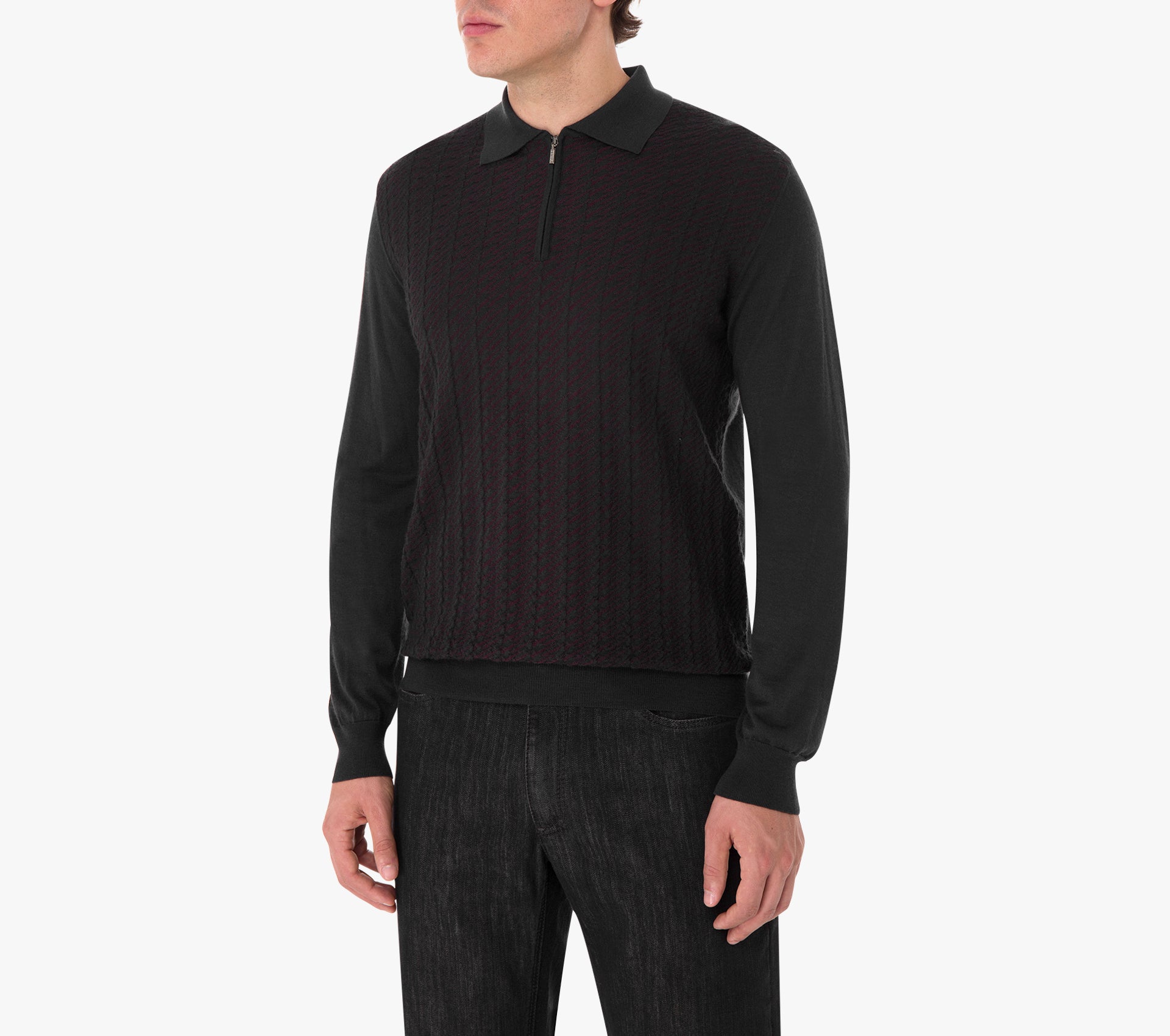 Long Sleeve Zipped Polo