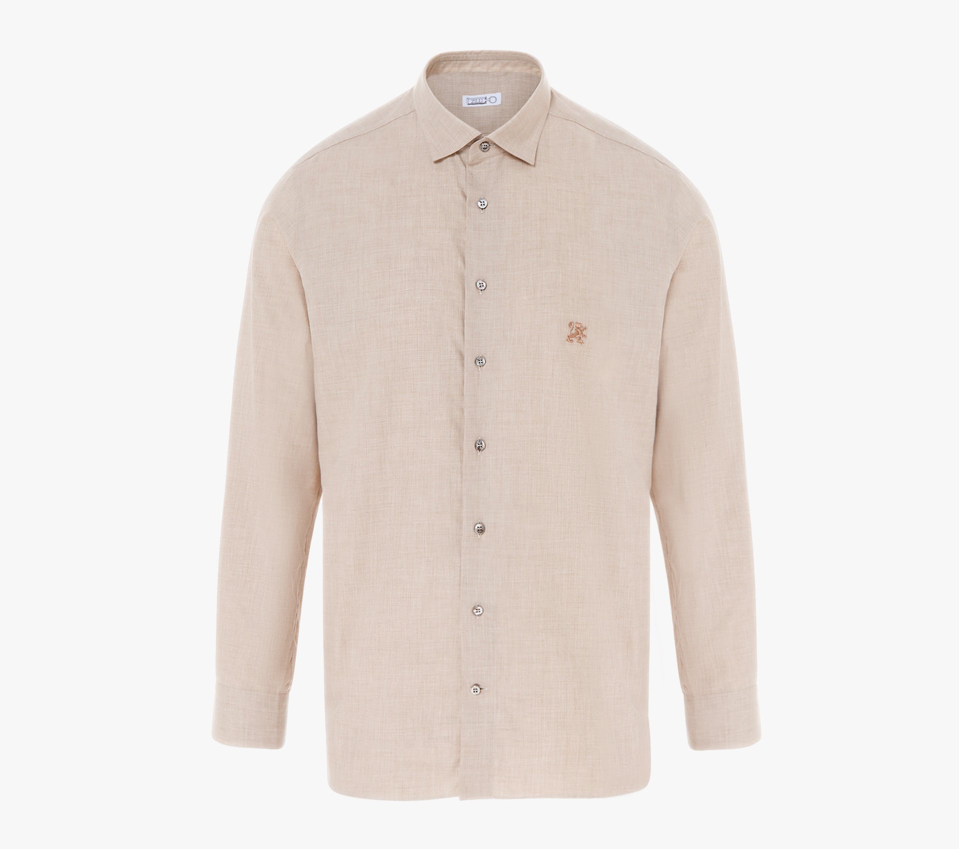 Classic Long-Sleeve Shirt in Cotton and Cashmere with Micro-Griffon Embroidery