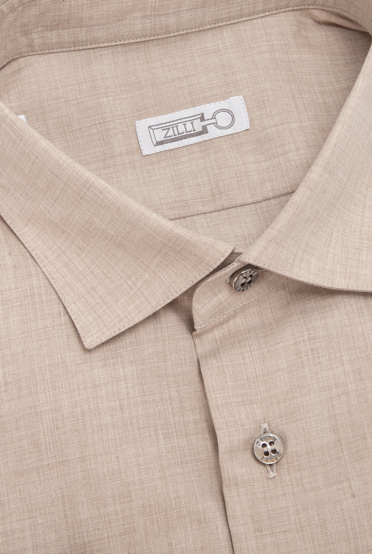 Classic Long-Sleeve Shirt in Cotton and Cashmere with Micro-Griffon Embroidery