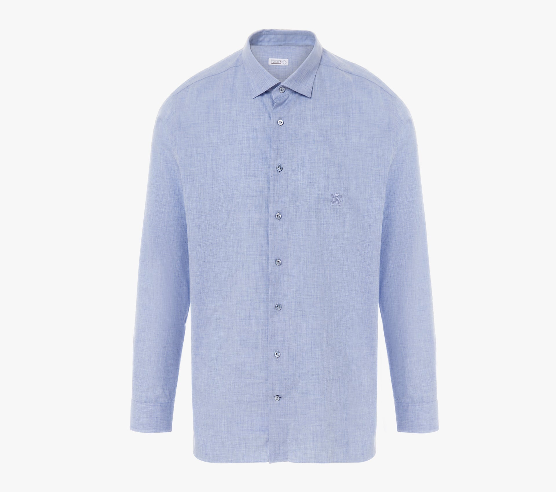 Classic Long-Sleeve Shirt in Cotton and Cashmere with Micro-Griffon Embroidery