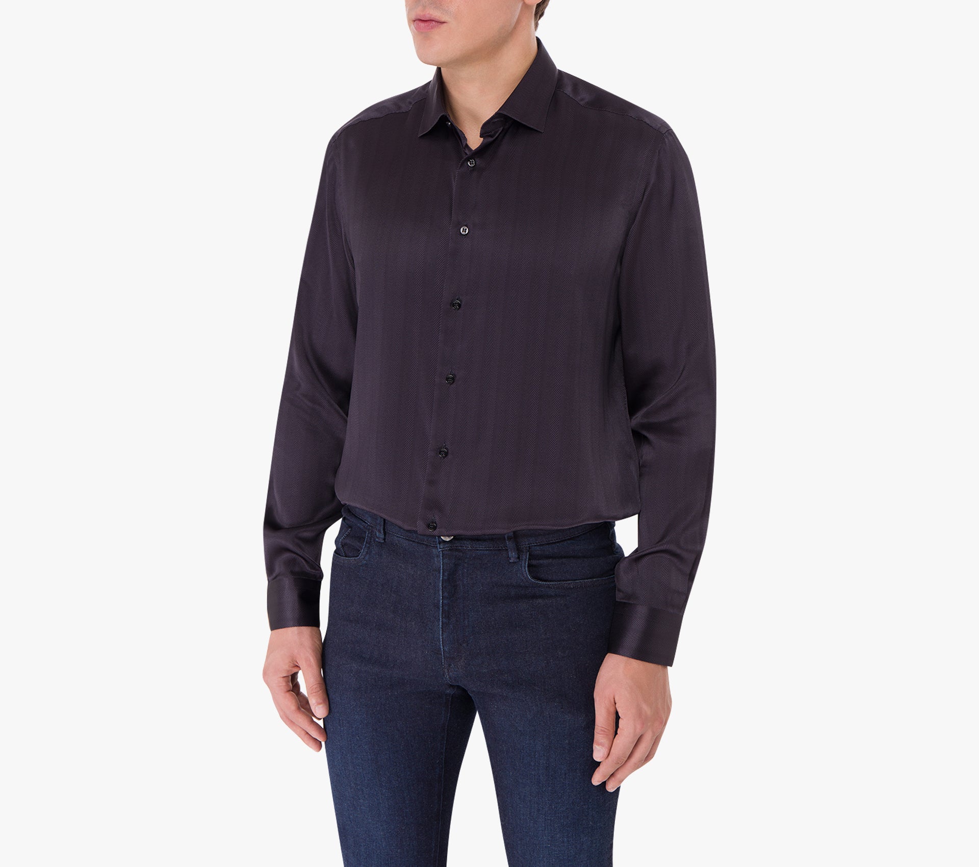 Classic Long-Sleeve Silk Shirt