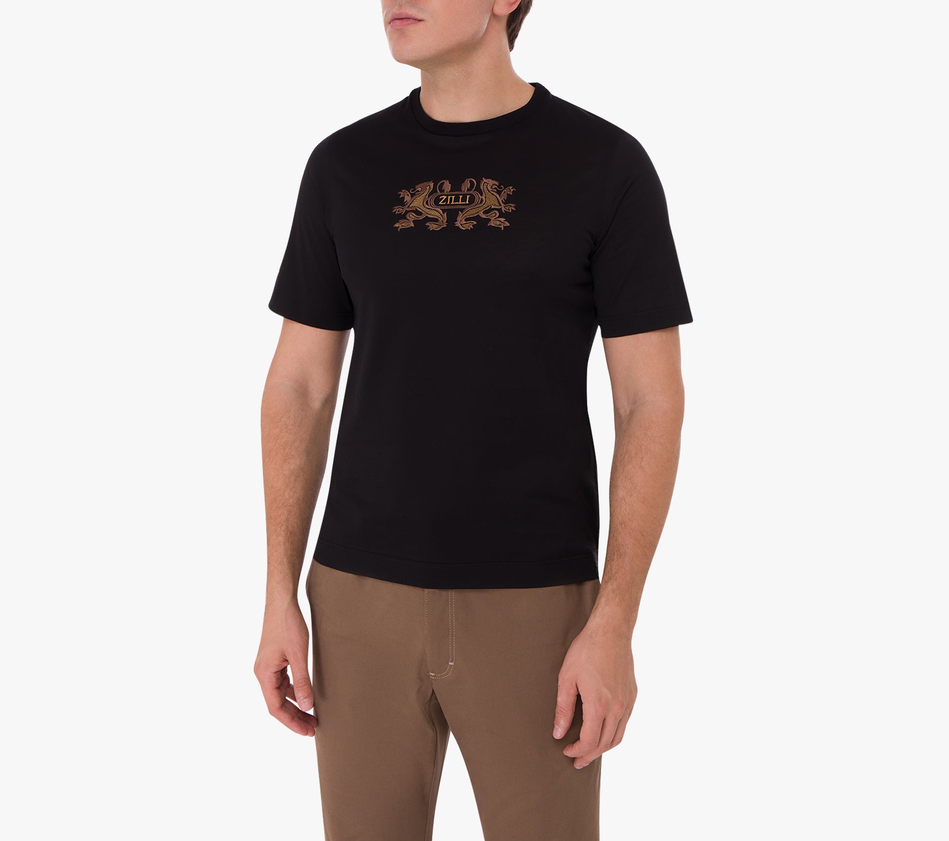 T-Shirt with Double Griffon Embroidery