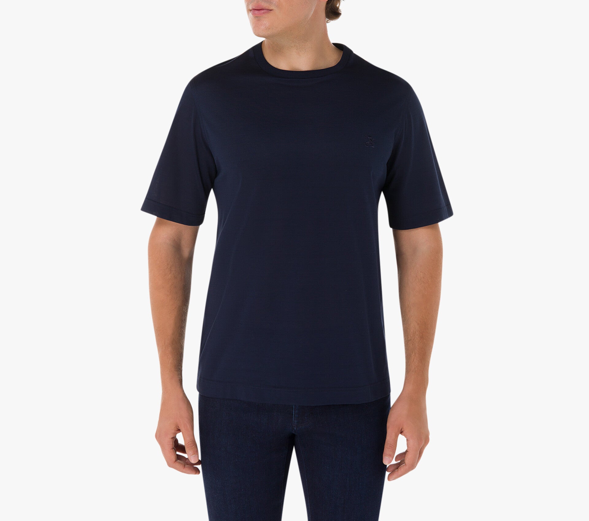 Zilli Navy T-shirt with Micro Griffon Embroidery