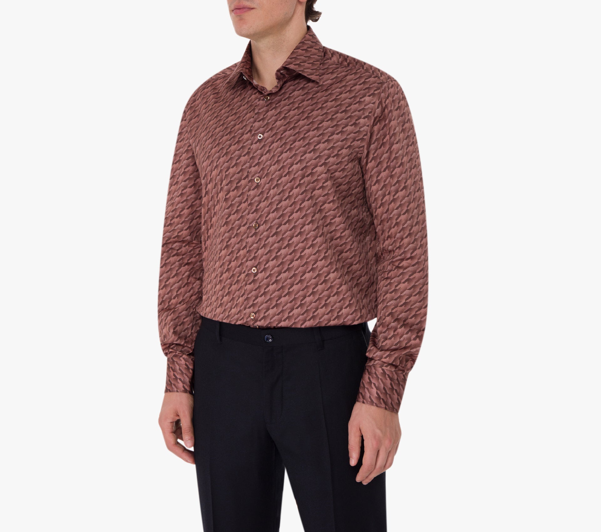 Long Sleeves Shirt with Houndstooth Pattern