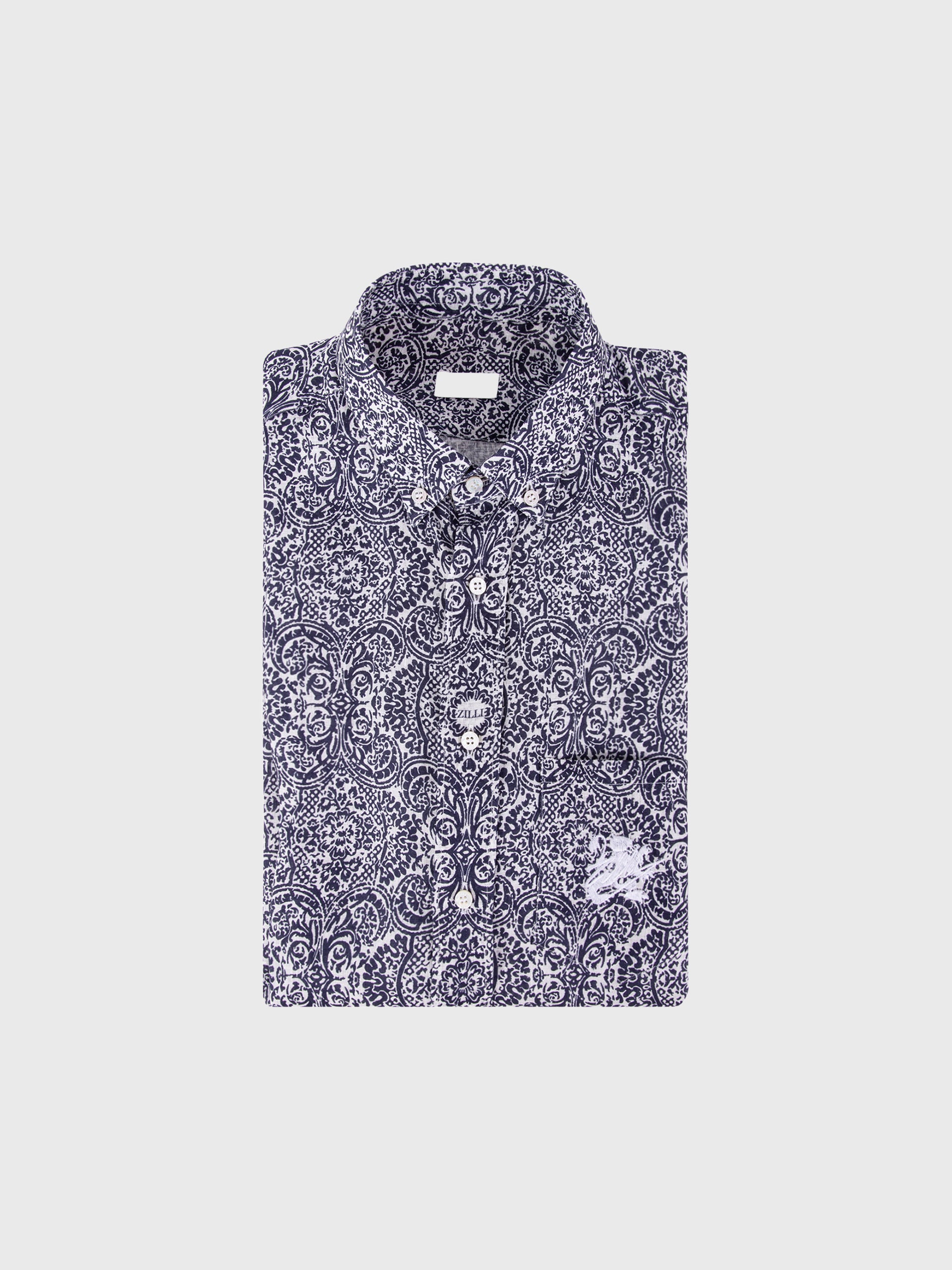 Short Sleeve Shirt with Paisley Printed Pattern