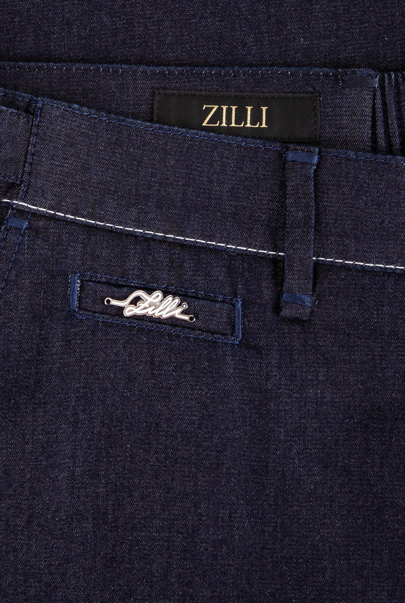 Semi-Elastic Slim Fit Pants with Zilli Poem Embroidery