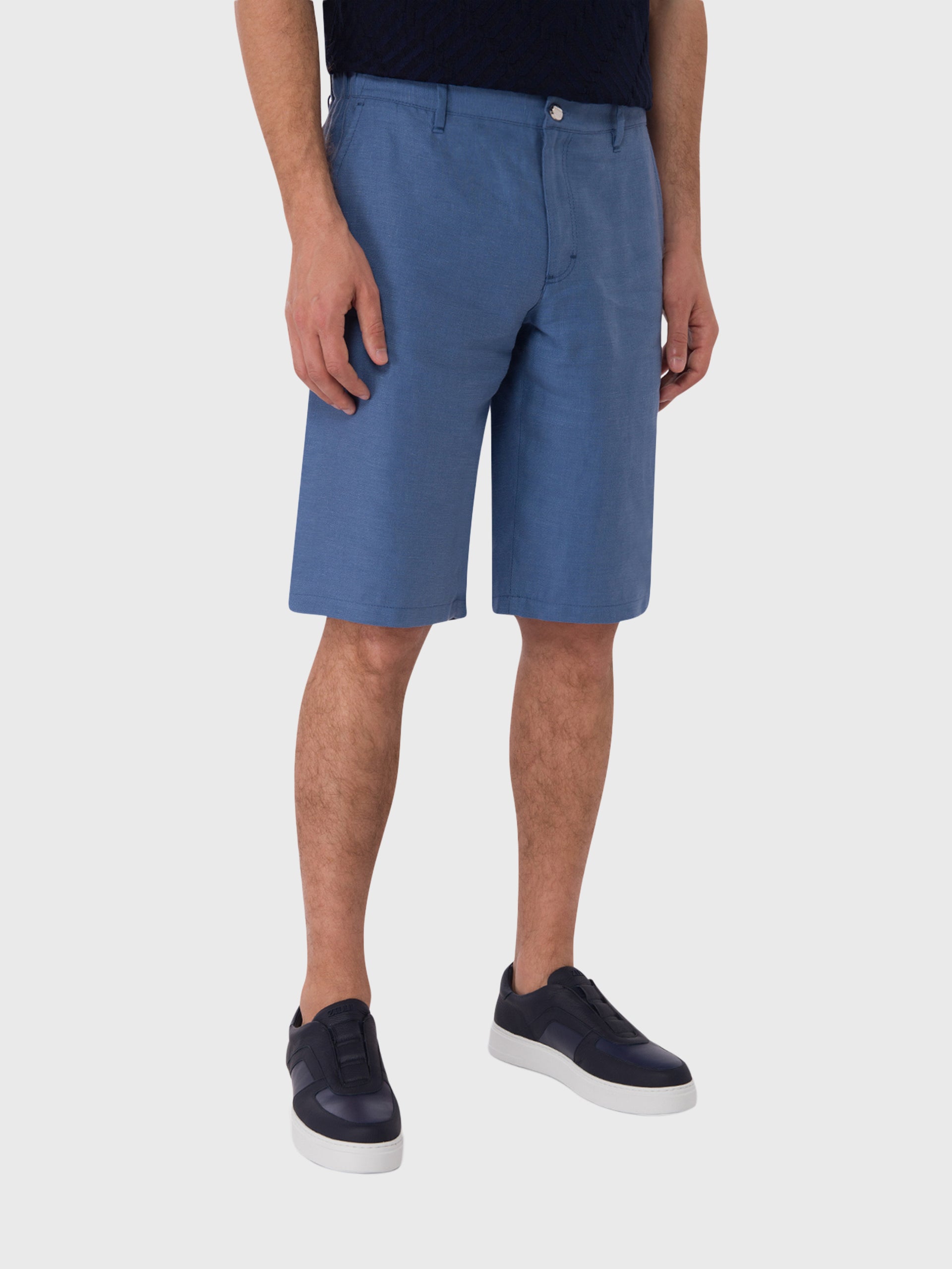 Linen and Silk Slim Fit Shorts