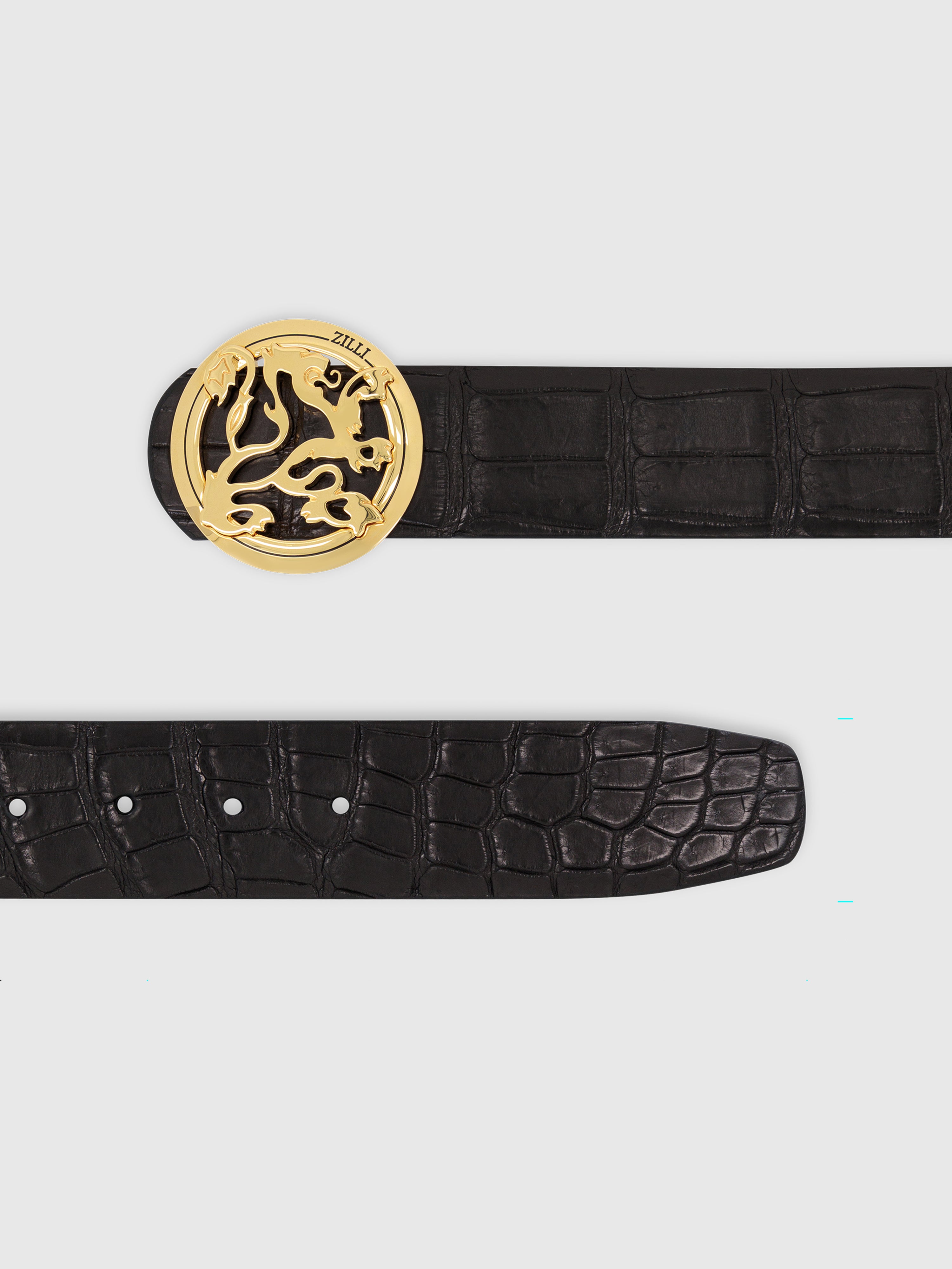 Lion Buckle Crocodile Skin Belt