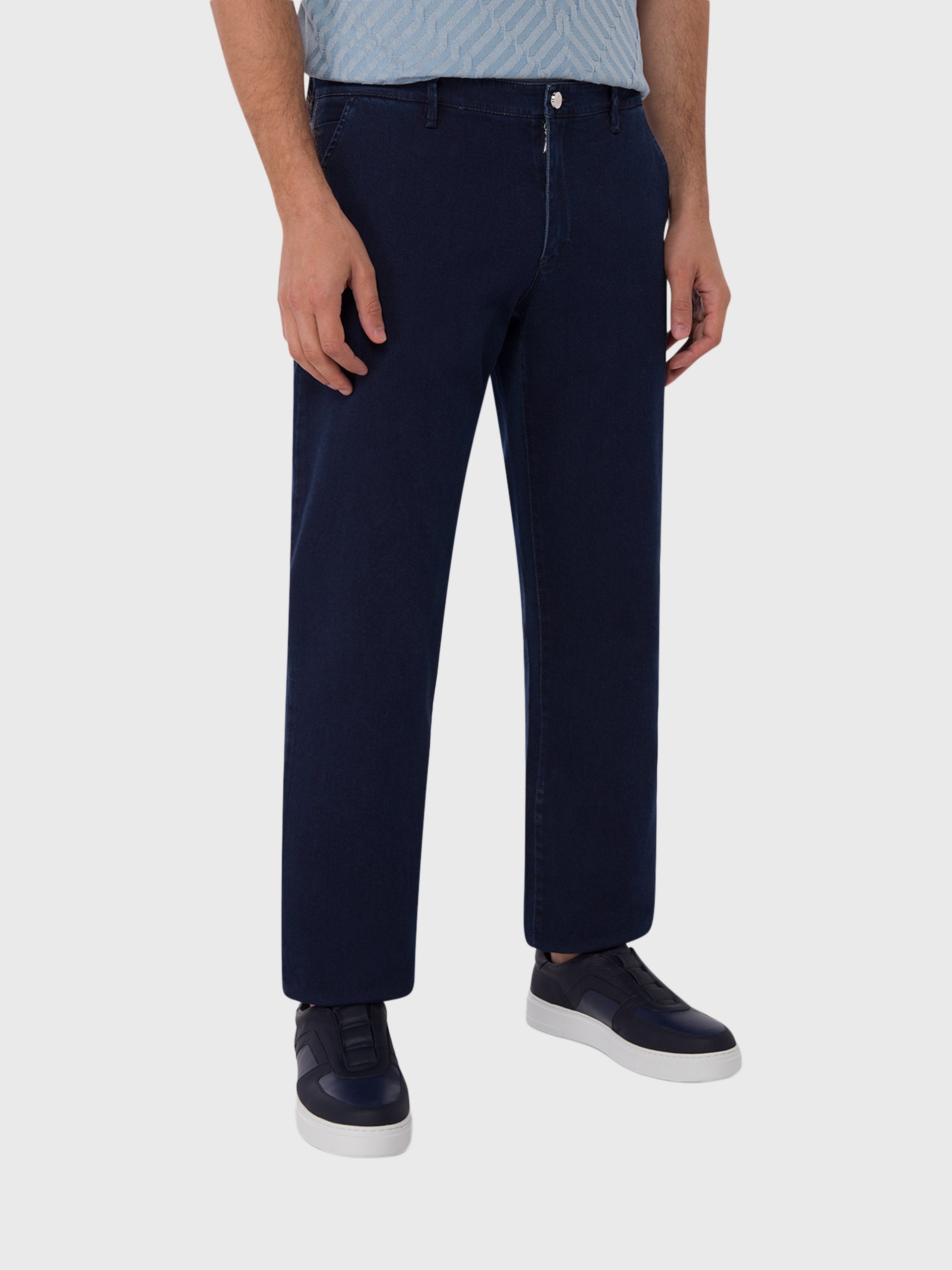 Slim Fit Pants with Calfskin Patch