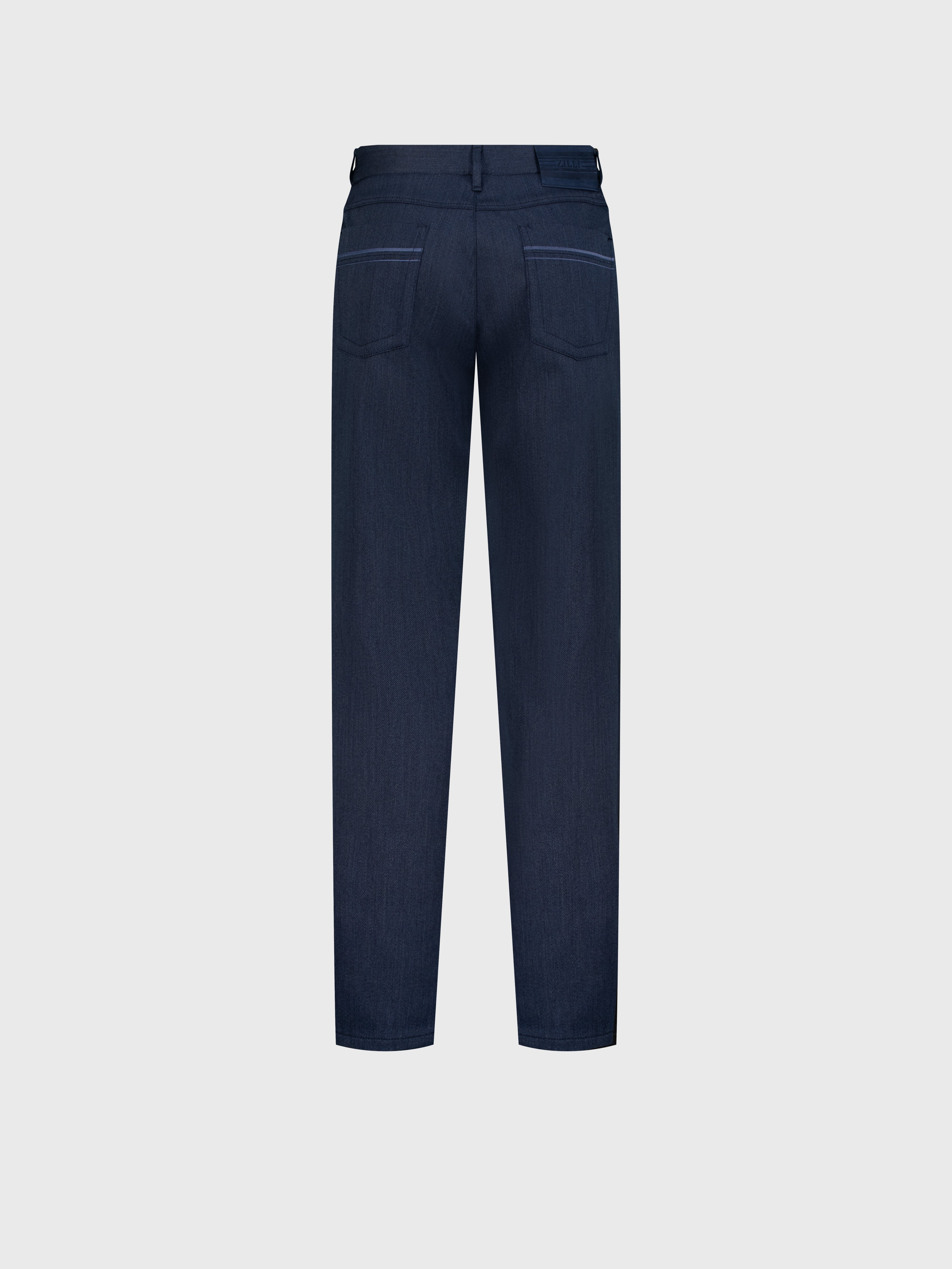 Blue Trousers with Calf Suede Patch