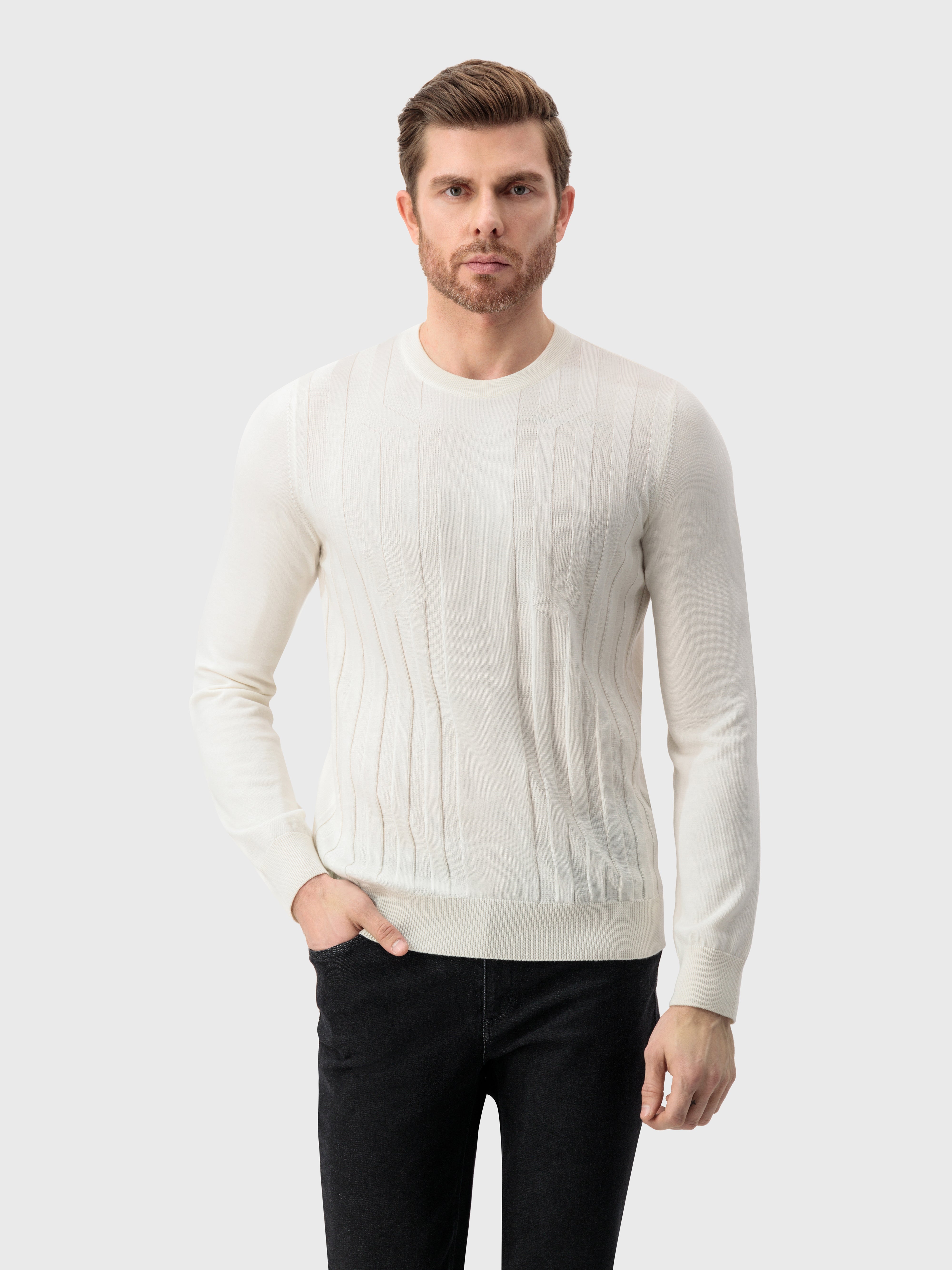 Round Neck Sweater White