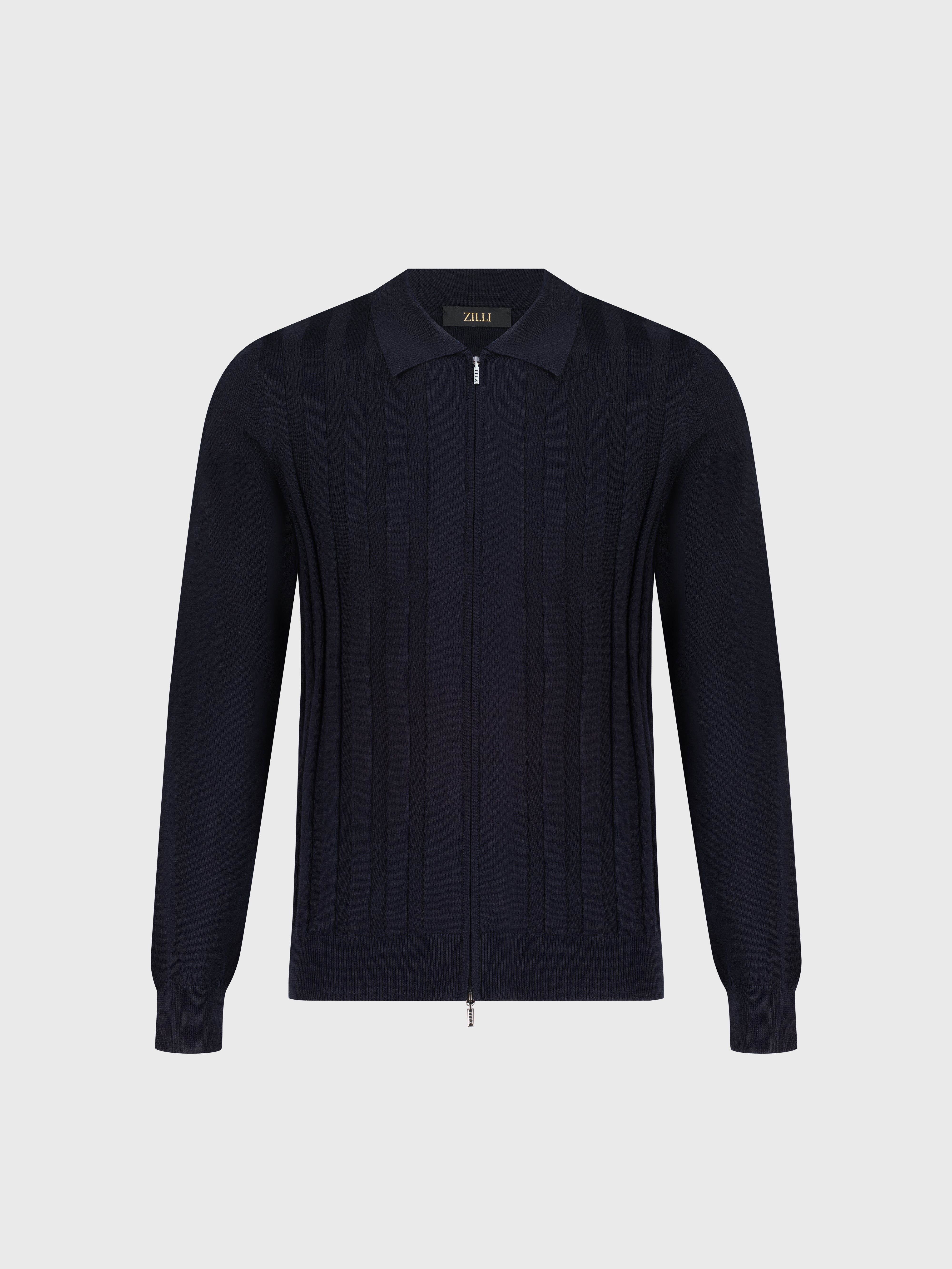 Zipped Polo Dark Navy