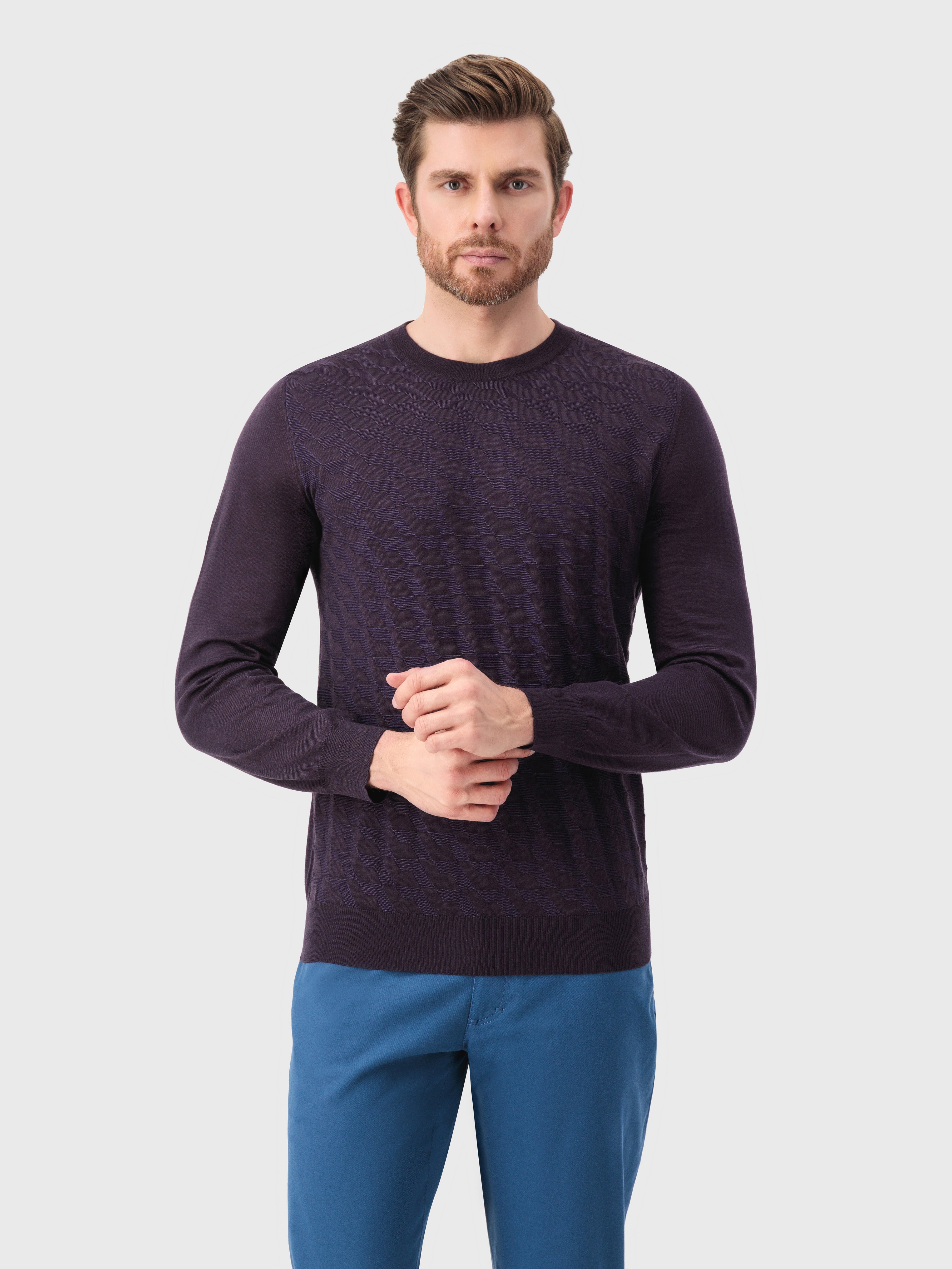 Cashmere and Silk Pullover Aubergine