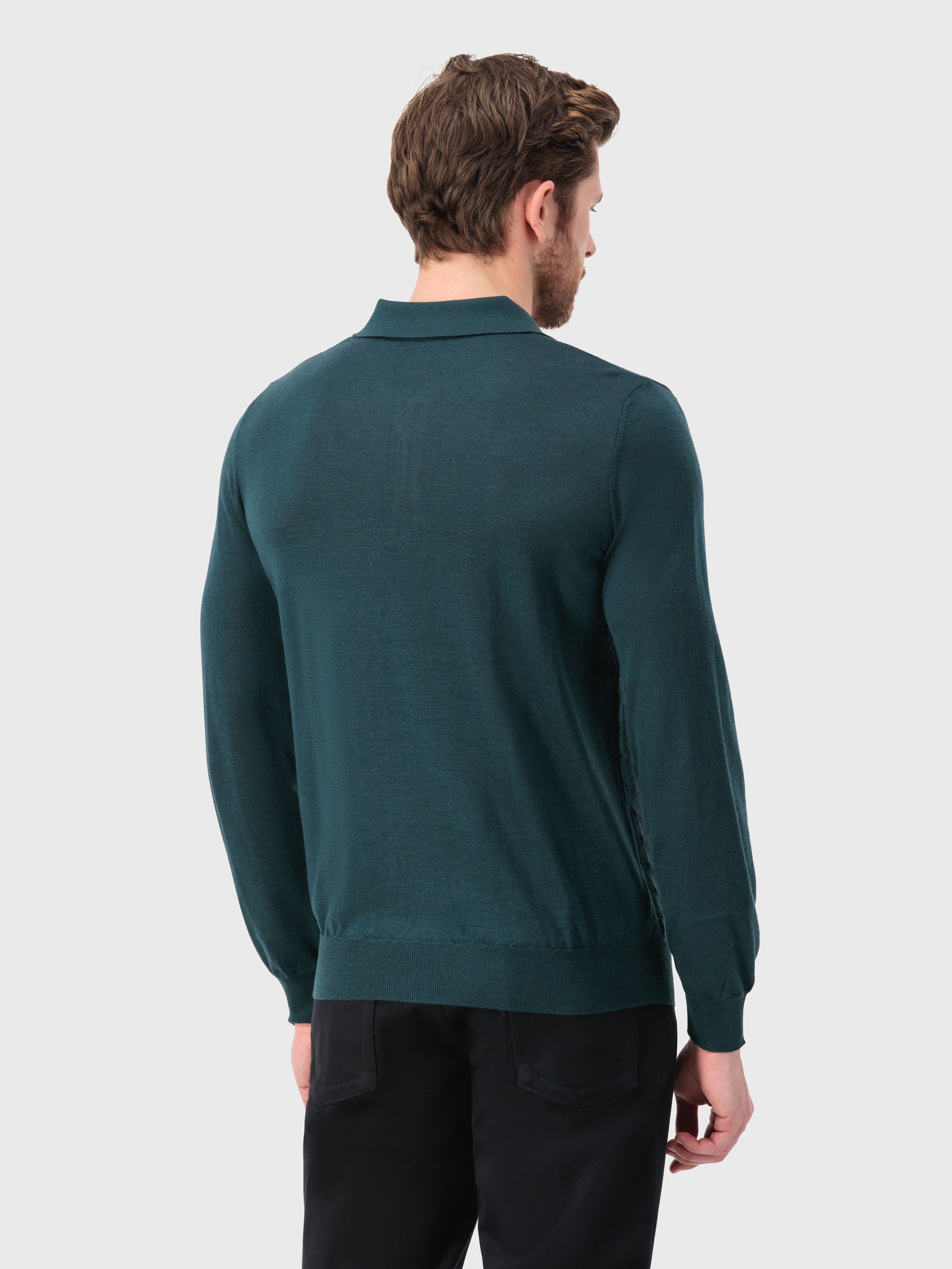 Cashmere and Silk Zipped Polo Dark Green