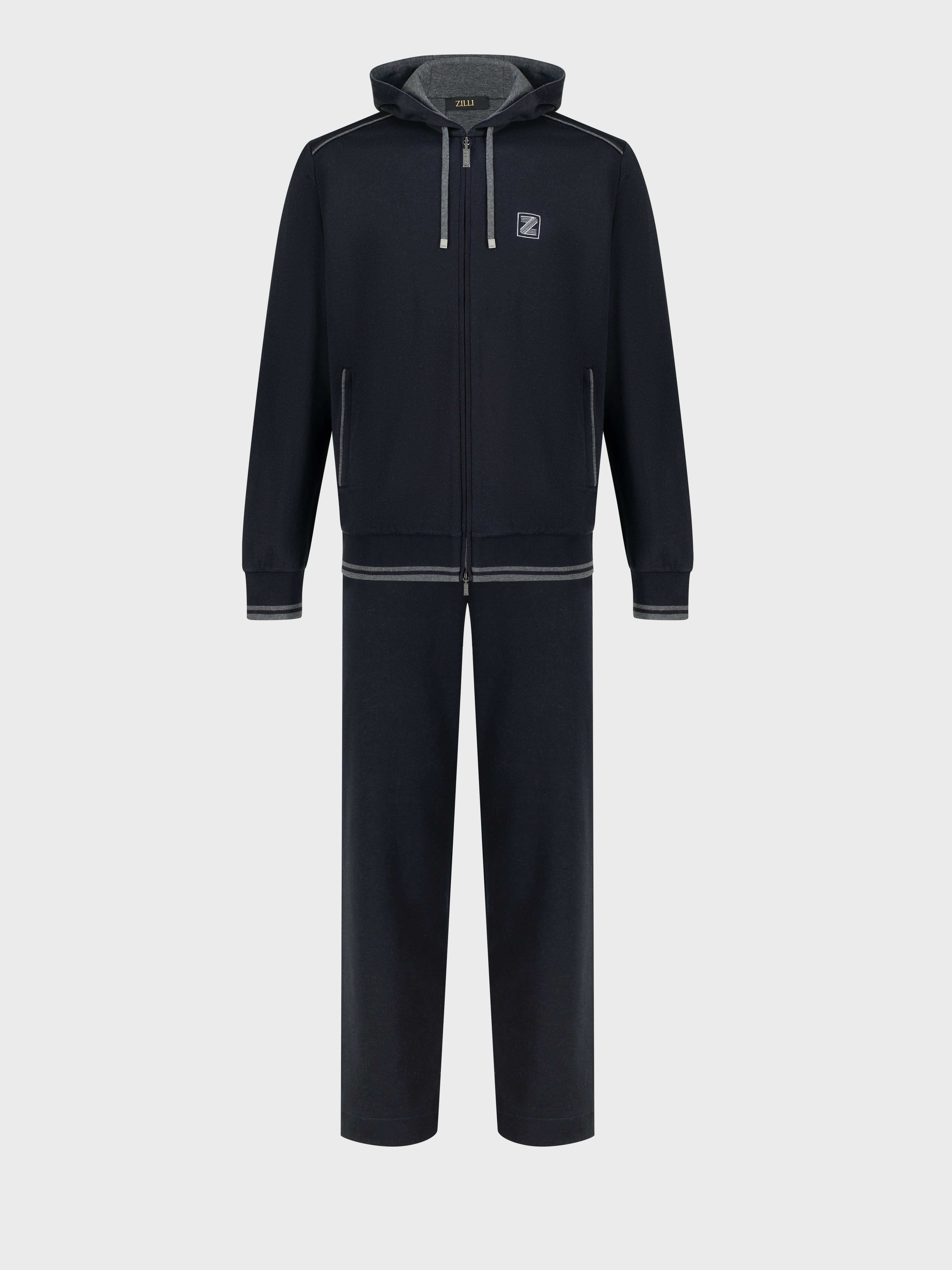 Cotton and Silk Jogging Suit Dark Navy