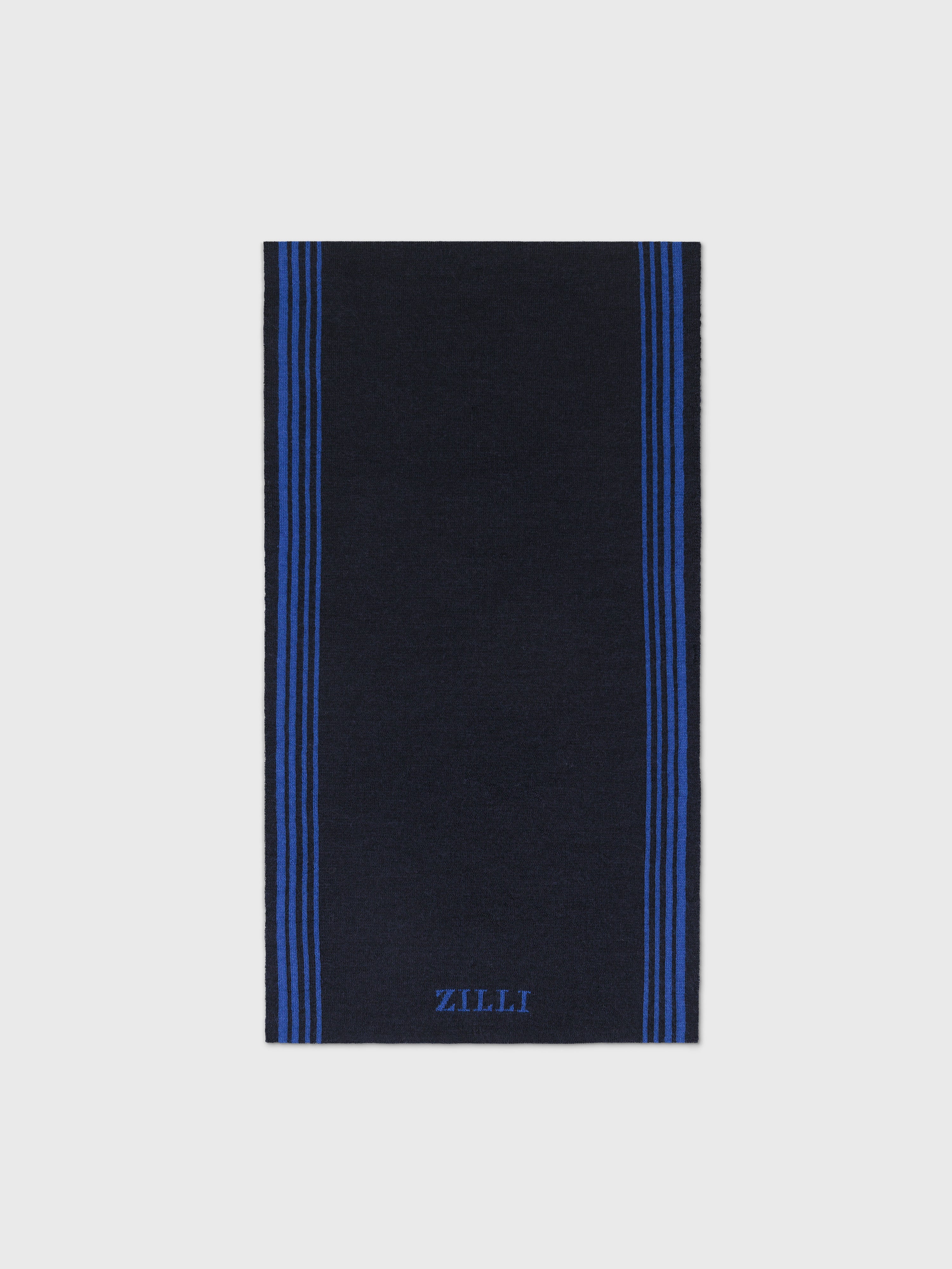 Scarf with Embroidered Zilli Lettering Dark Navy